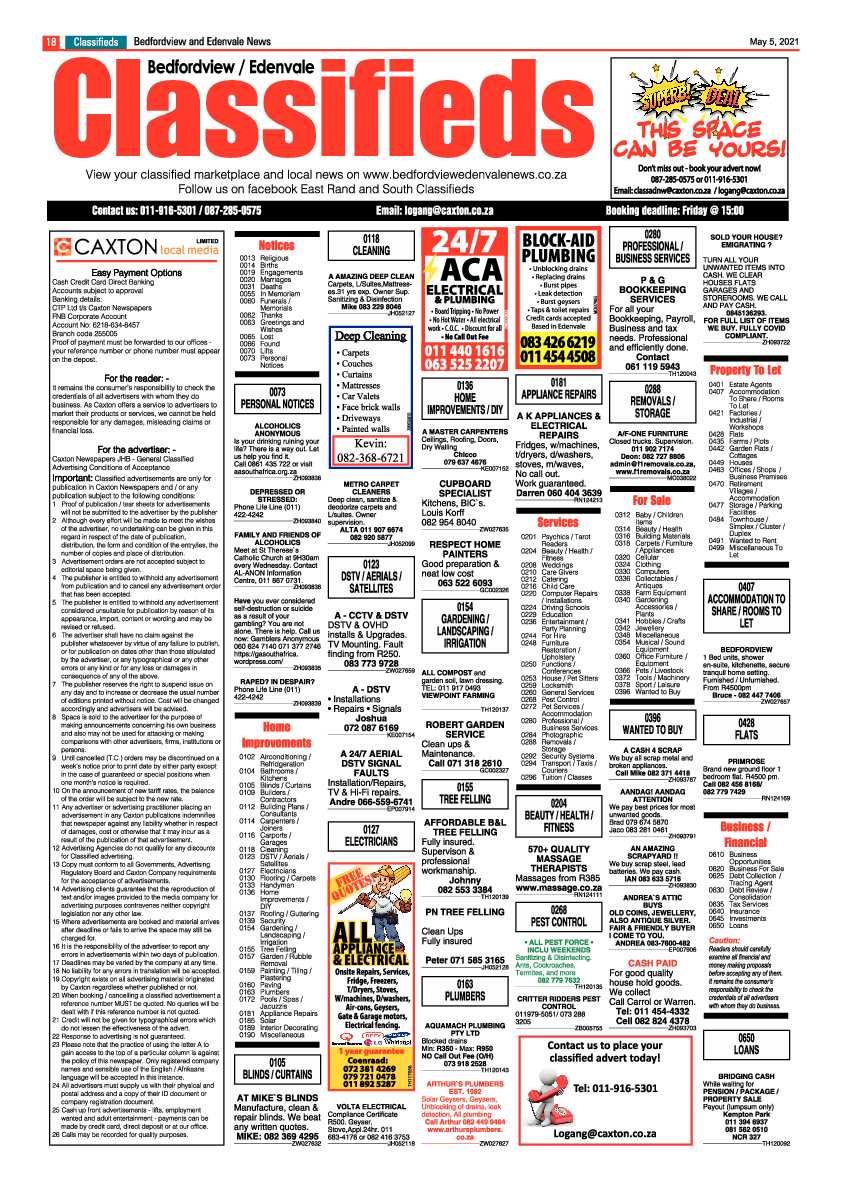 Bedfordview Edenvale News 7 May 2021 page 18