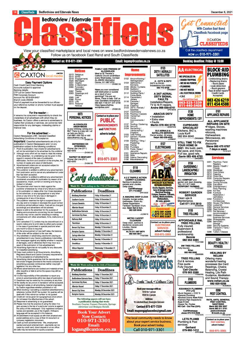 Bedfordview Edenvale News 8 December 2021 page 16