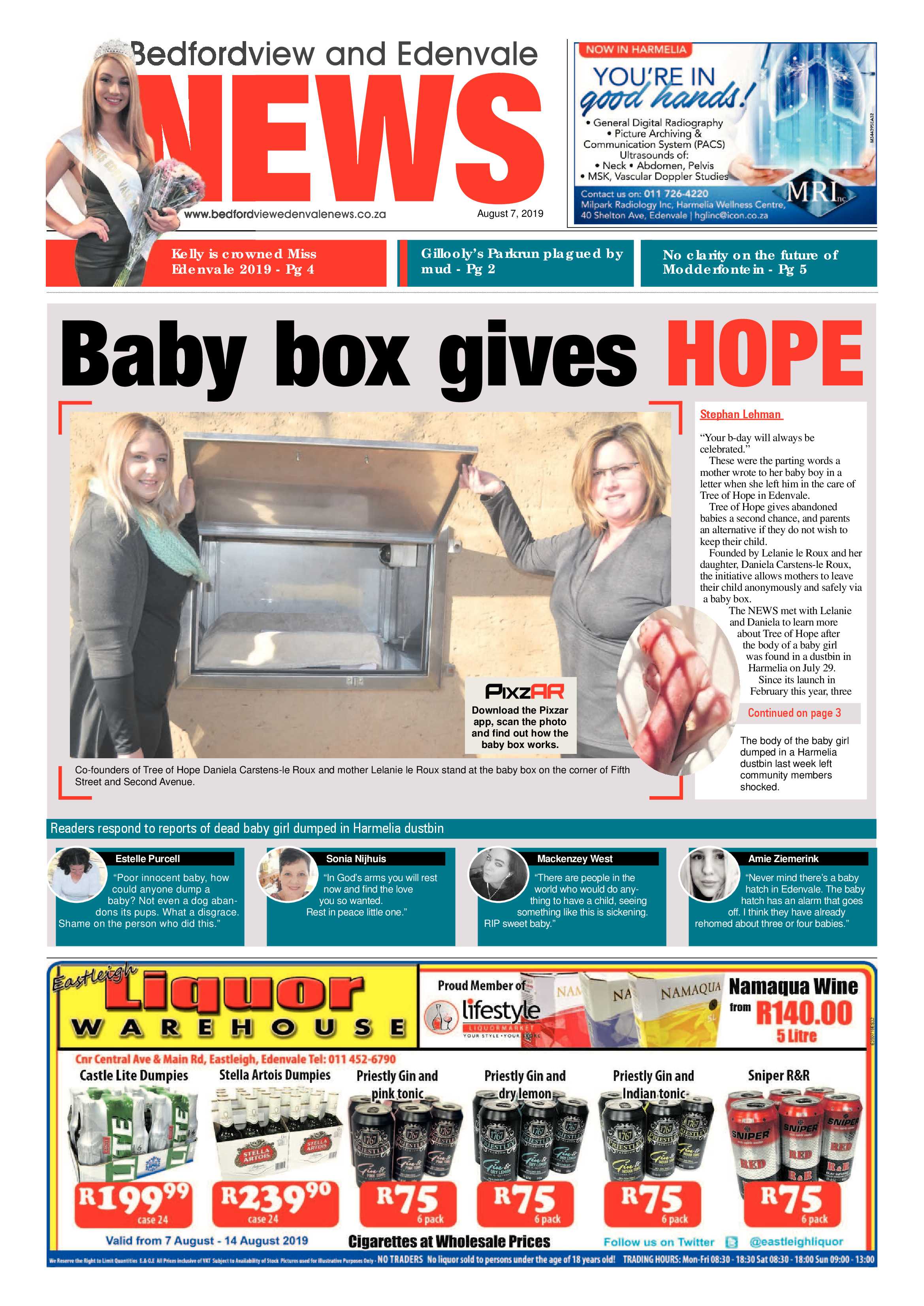 Bedfordview  and Edenvale News 07 August 2019 page 1