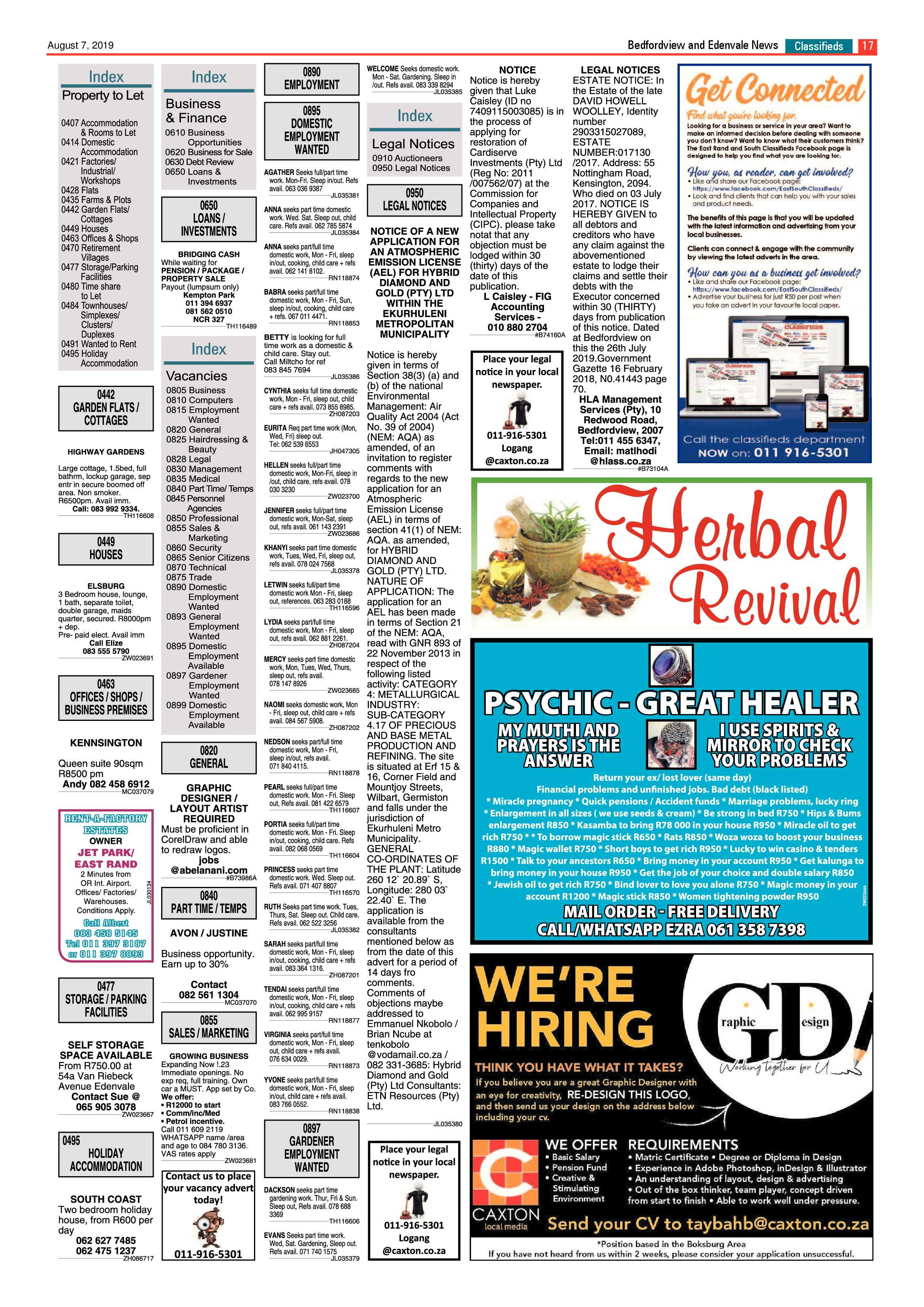 Bedfordview  and Edenvale News 07 August 2019 page 17