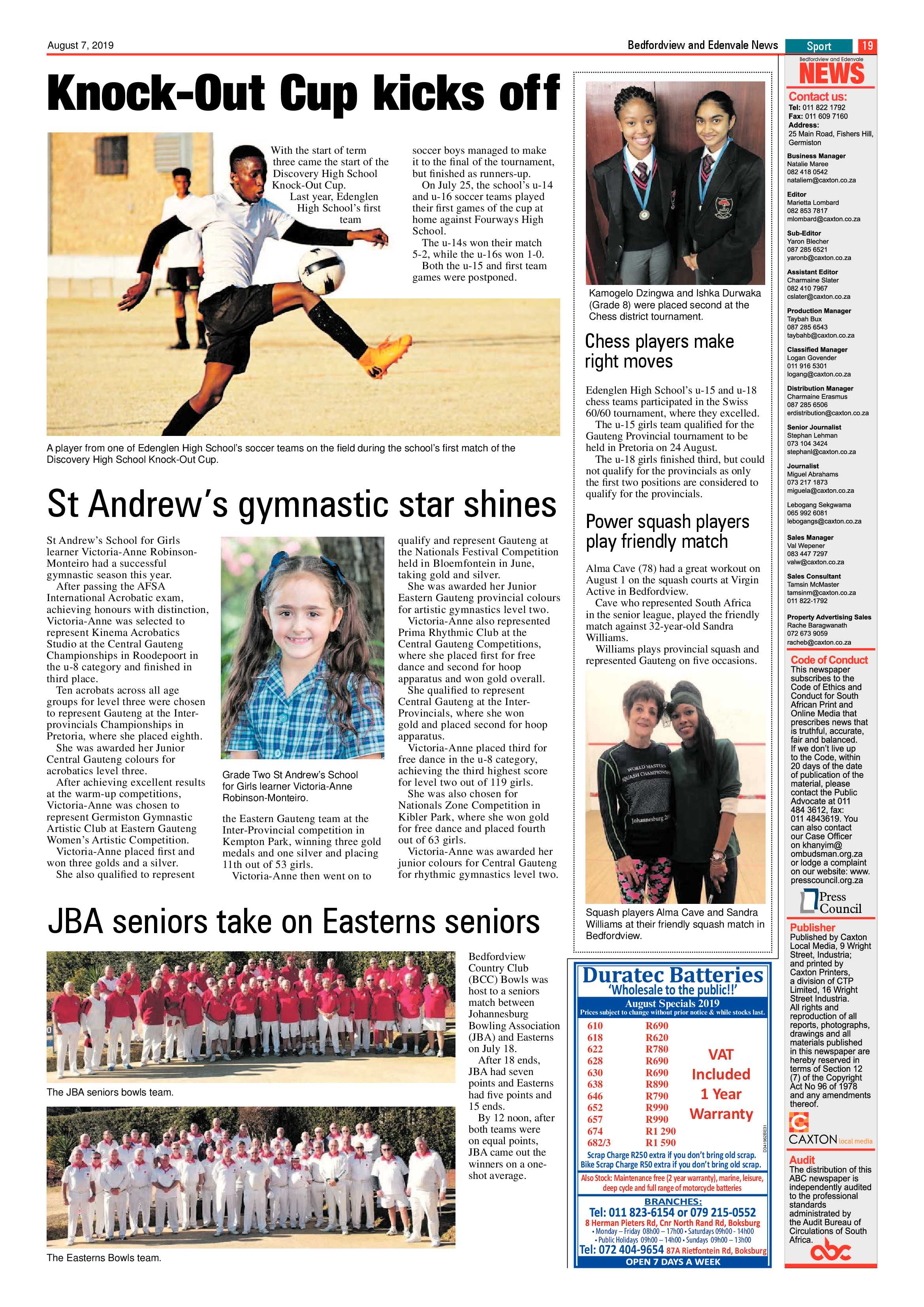 Bedfordview  and Edenvale News 07 August 2019 page 19