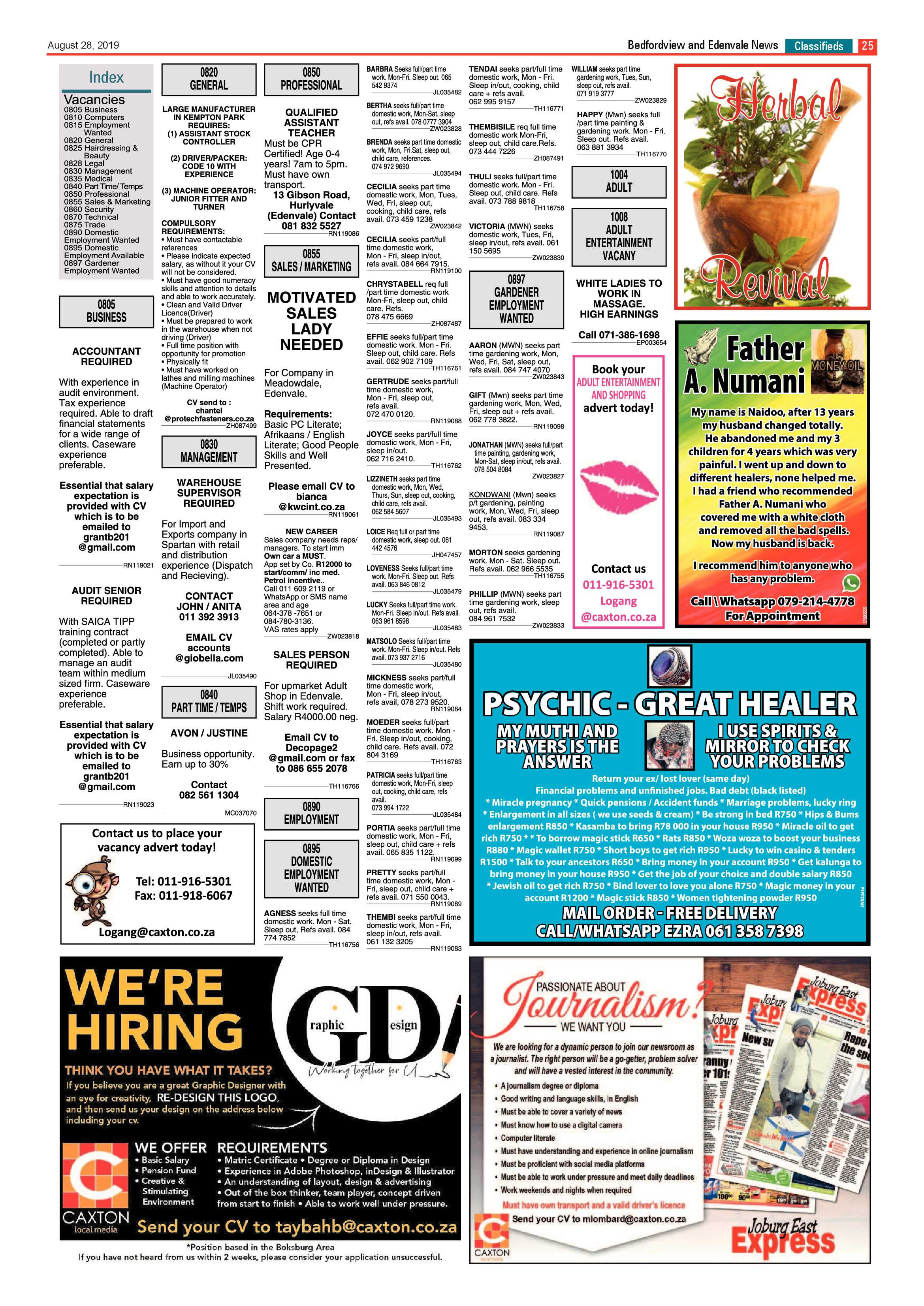 Bedfordview and Edenavale News 28 August 2019 page 25
