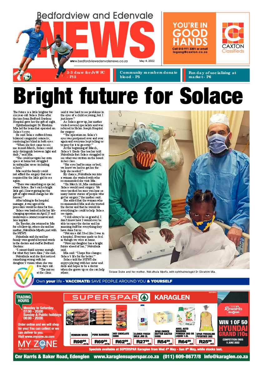 Bedfordview and Edenvale News 04 May 2022 page 1