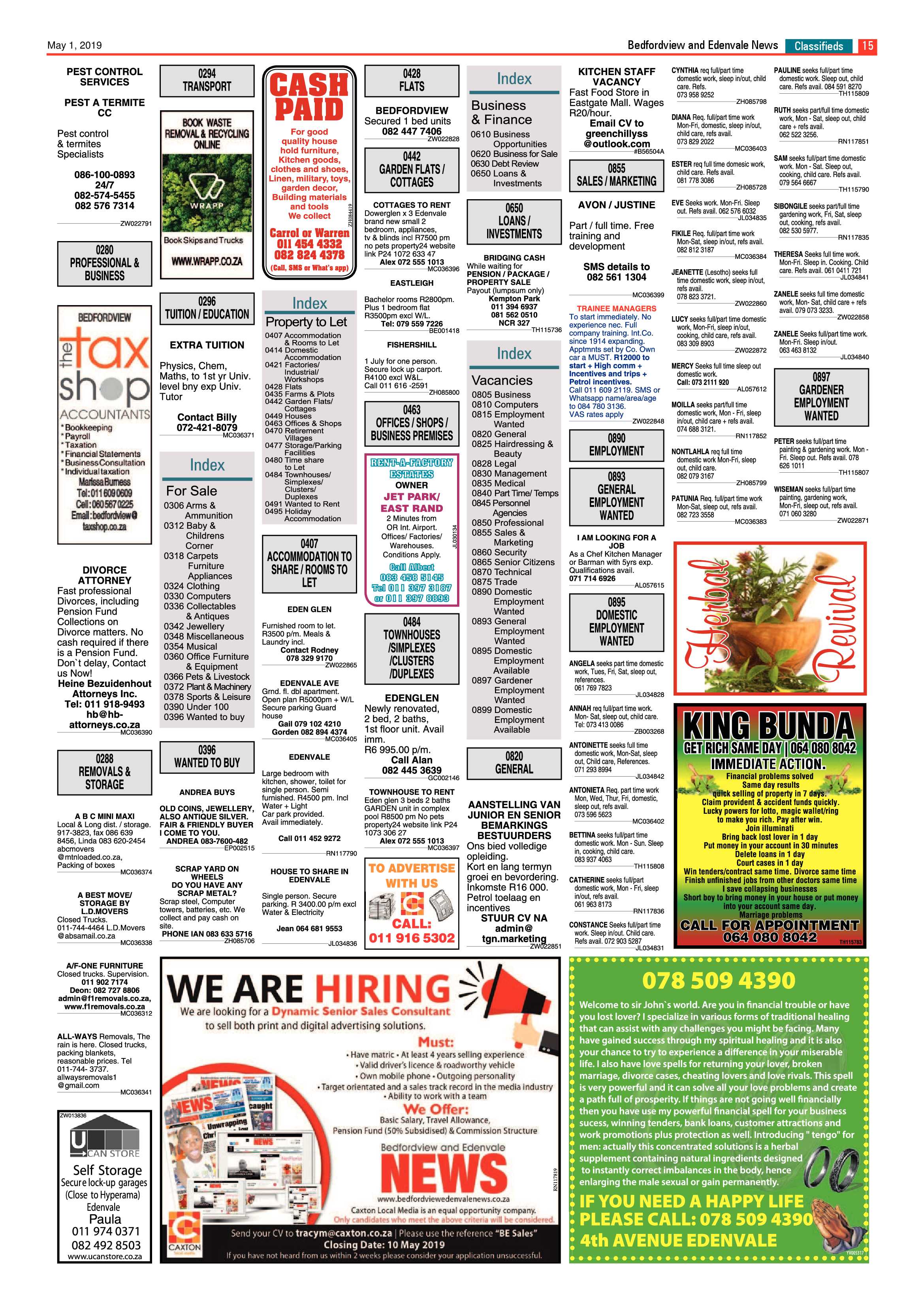 Bedfordview and Edenvale News 01 May 2019 page 15