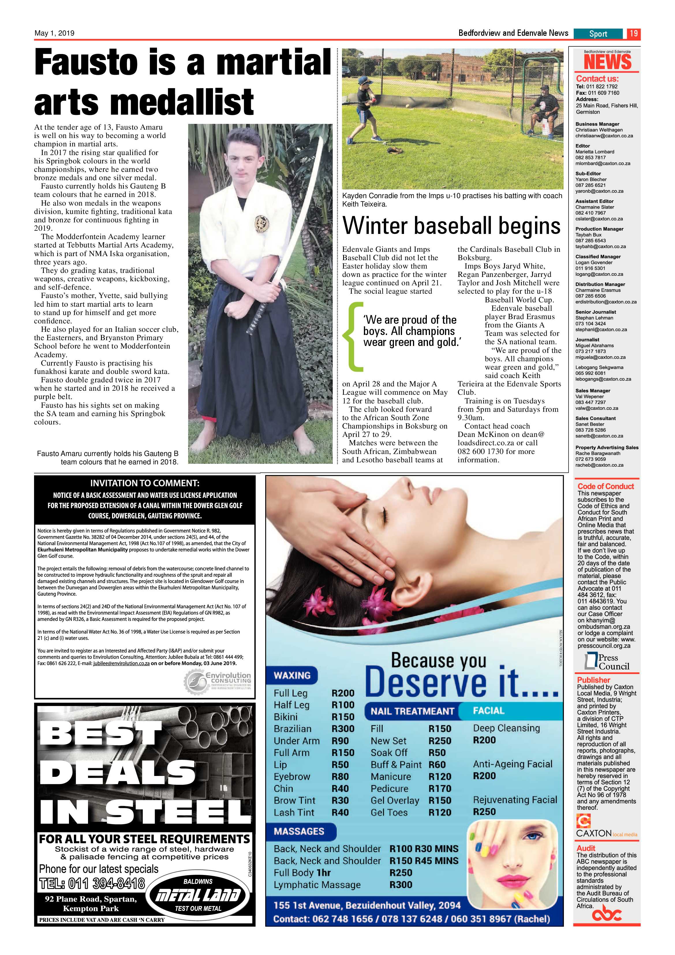 Bedfordview and Edenvale News 01 May 2019 page 19