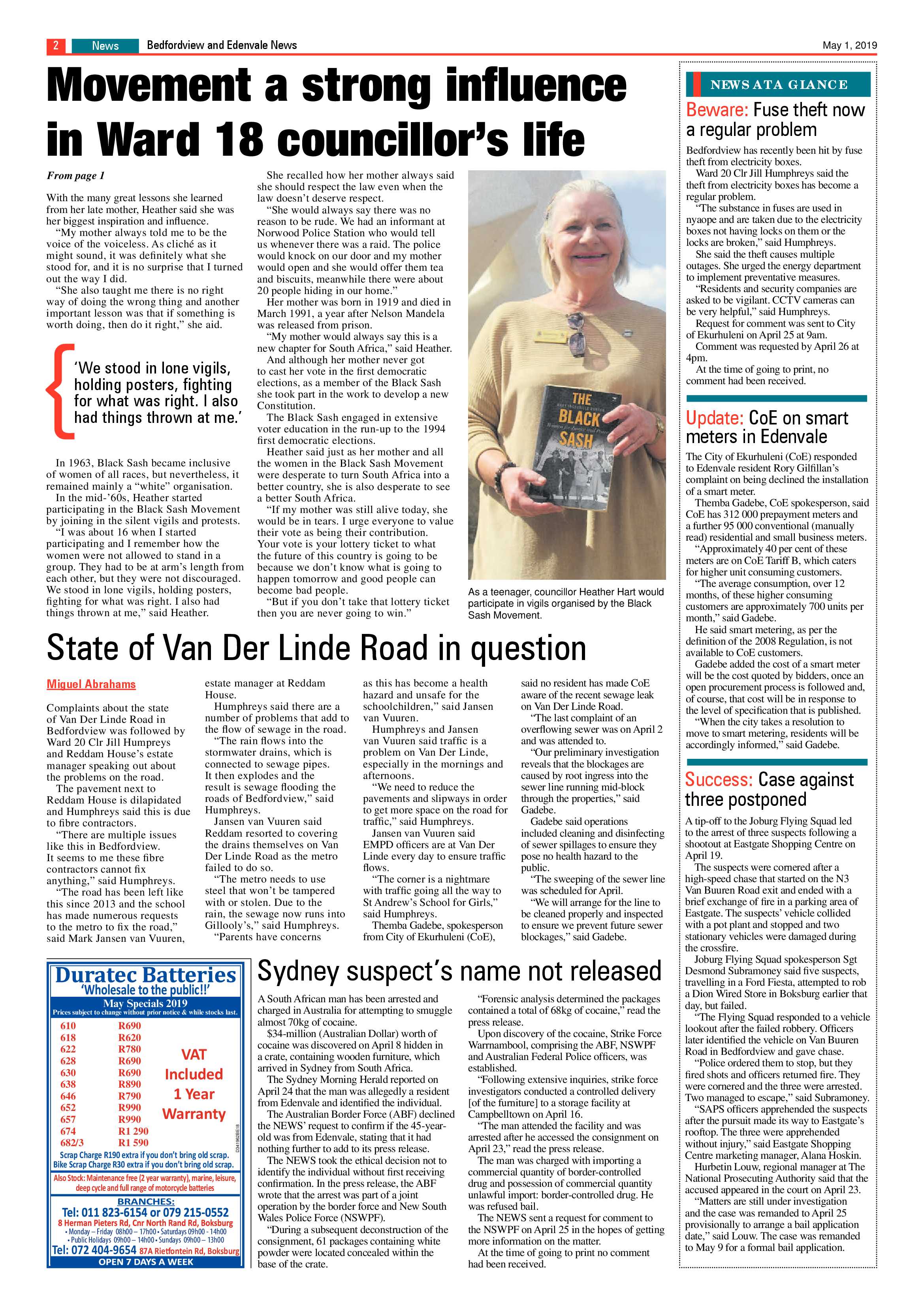 Bedfordview and Edenvale News 01 May 2019 page 2