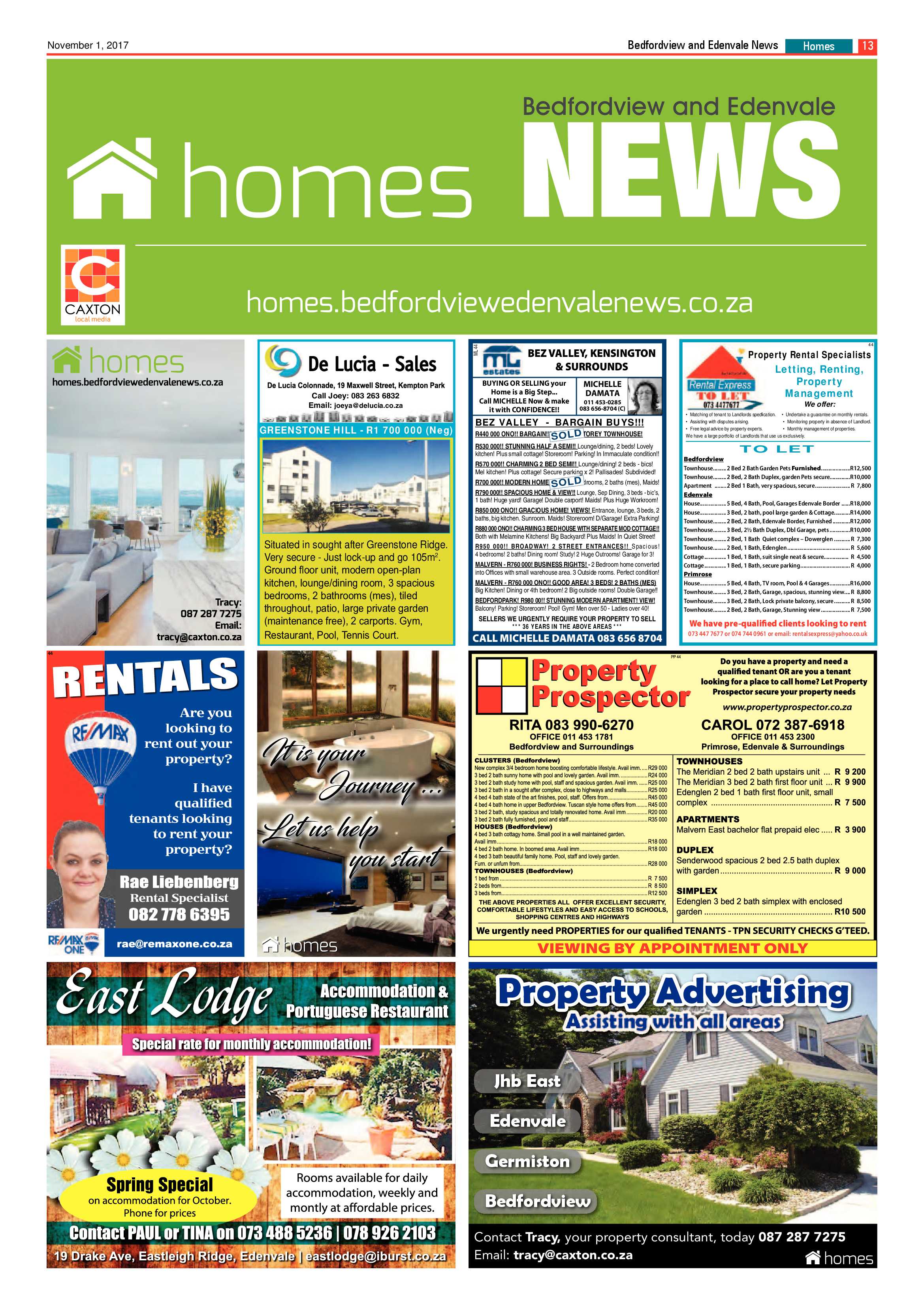 Bedfordview and Edenvale News 01 November 2017 page 13