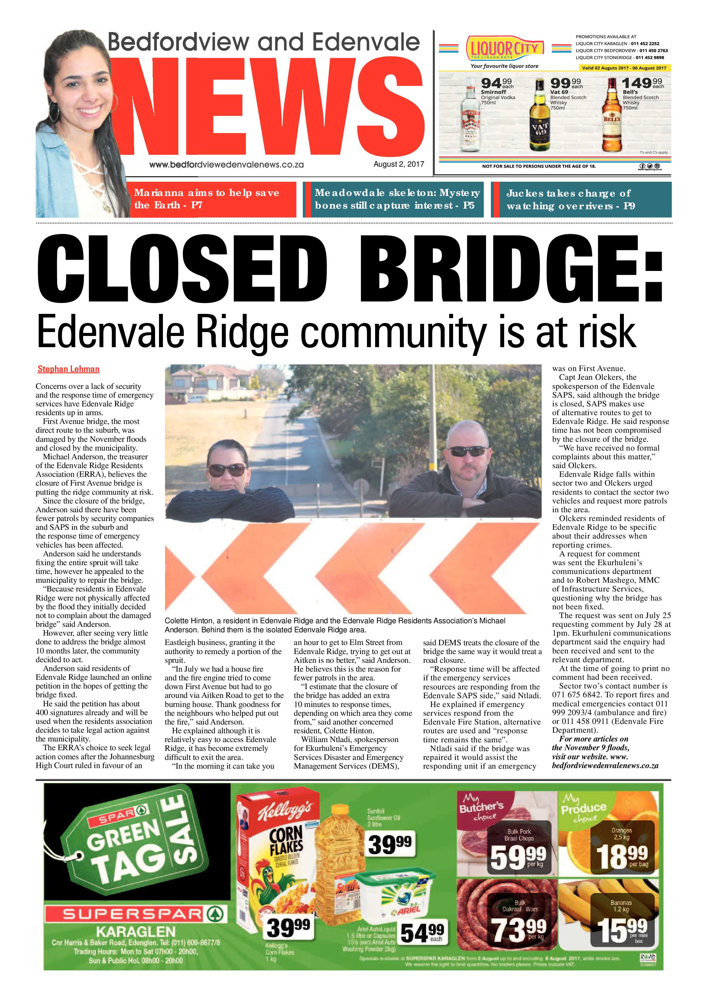 Bedfordview and Edenvale News 02 August 2017 page 1