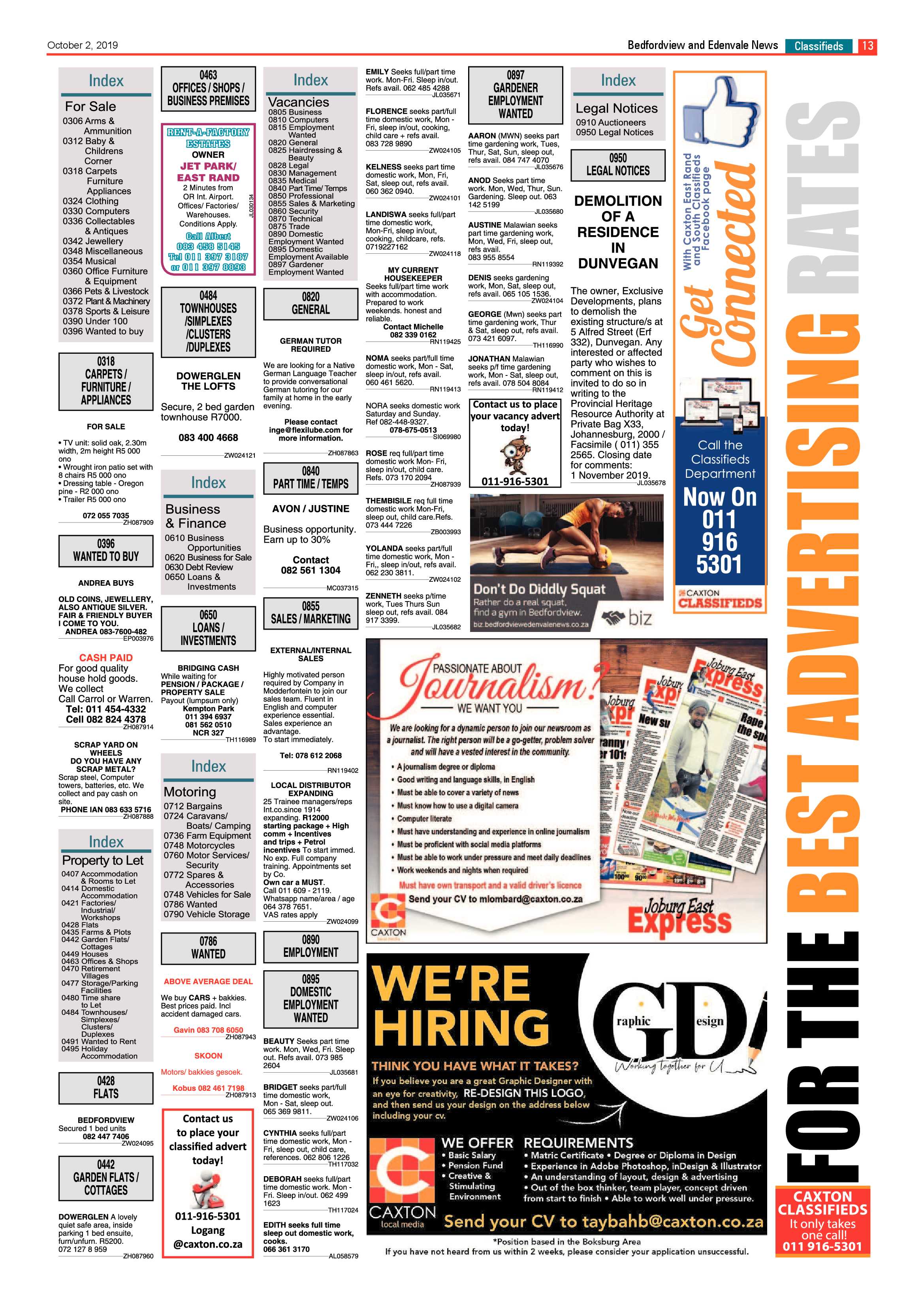 Bedfordview and Edenvale News 02 October 2019 page 13