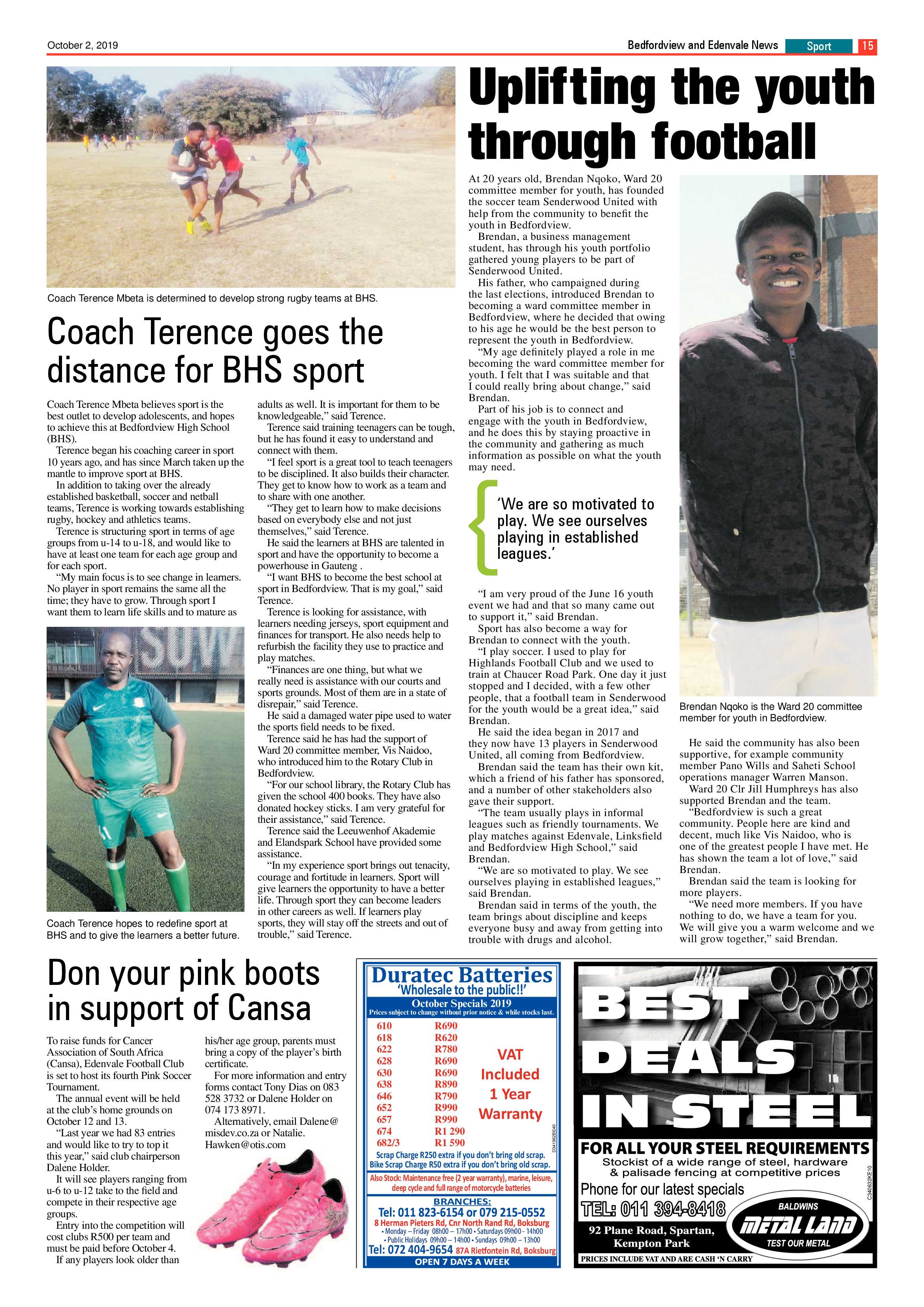 Bedfordview and Edenvale News 02 October 2019 page 15
