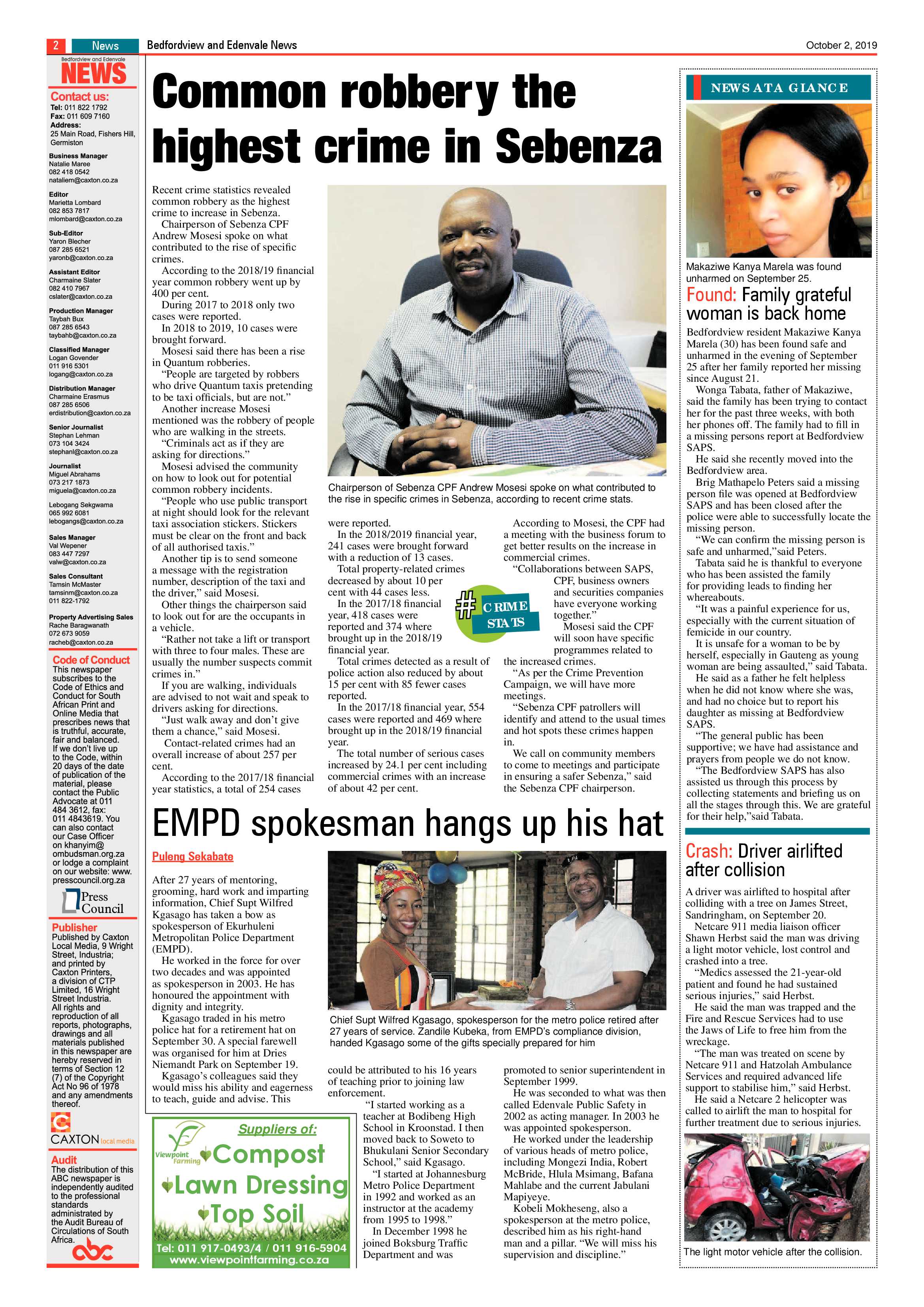 Bedfordview and Edenvale News 02 October 2019 page 2