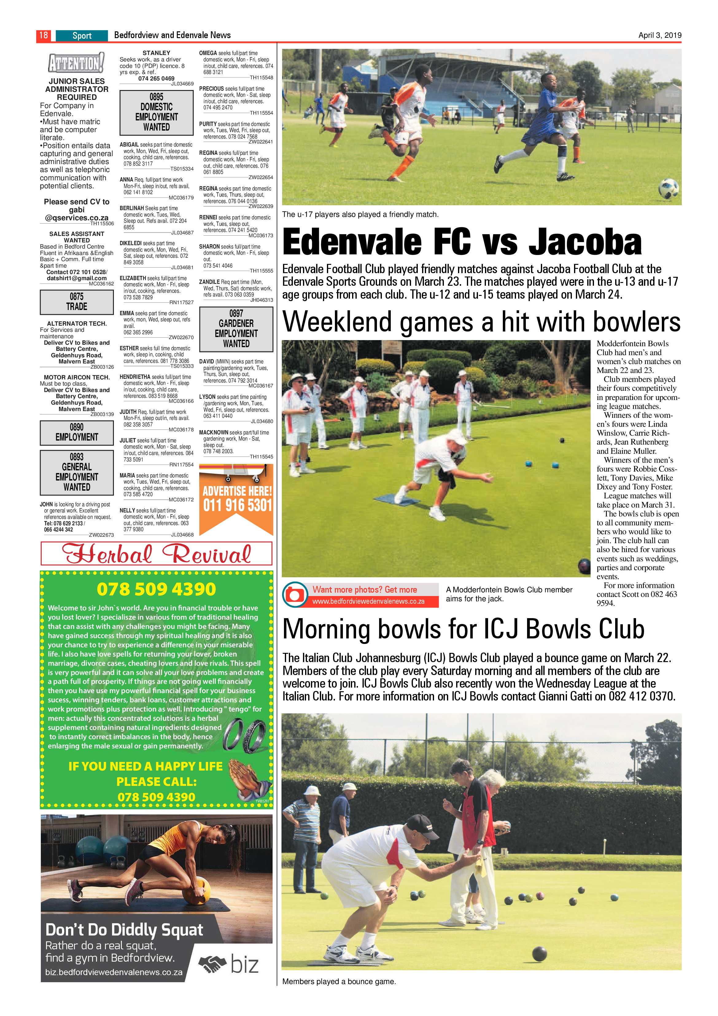 Bedfordview and Edenvale News 03 April 2019 page 18