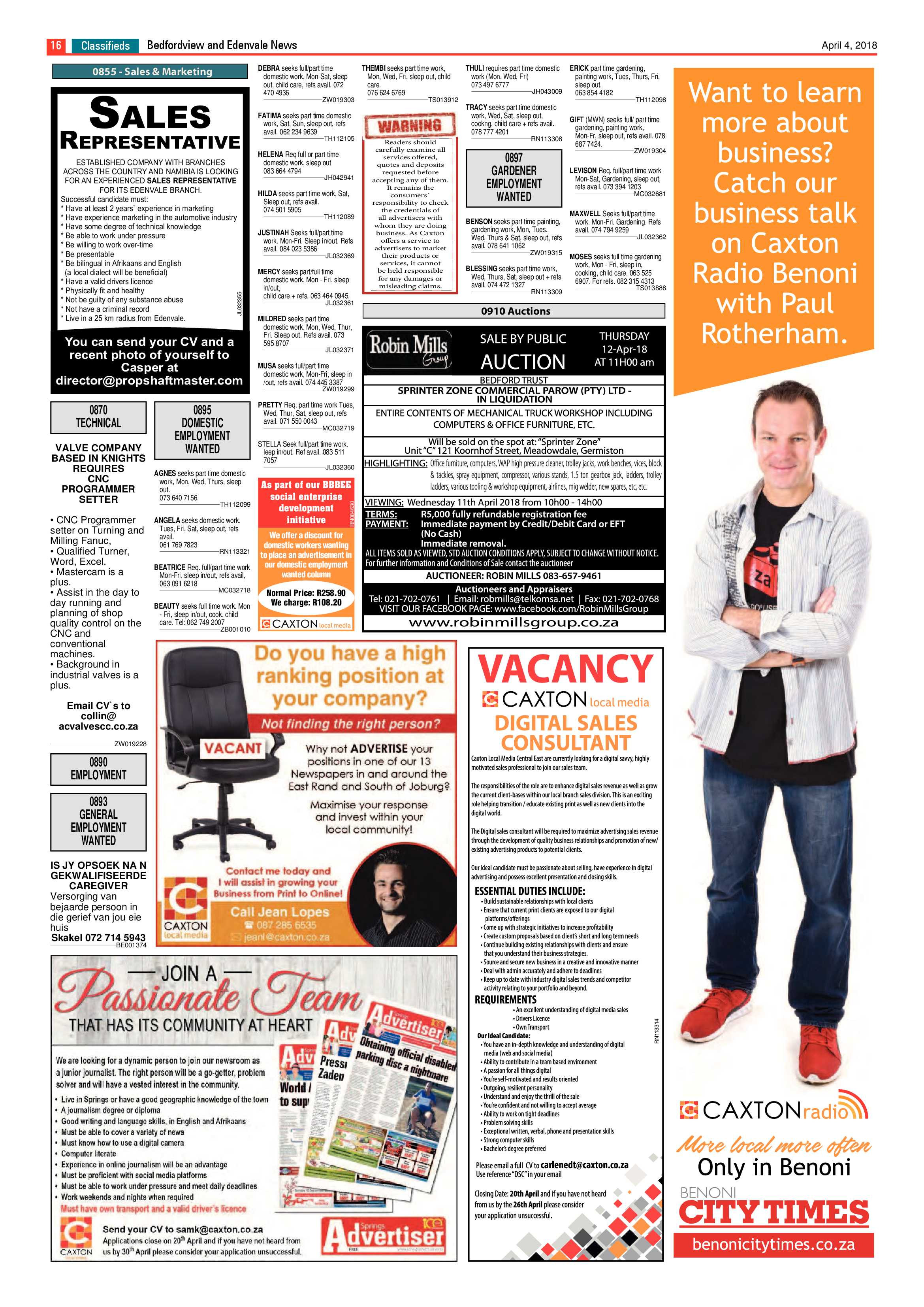 Bedfordview and Edenvale News 04 April 2018 page 16