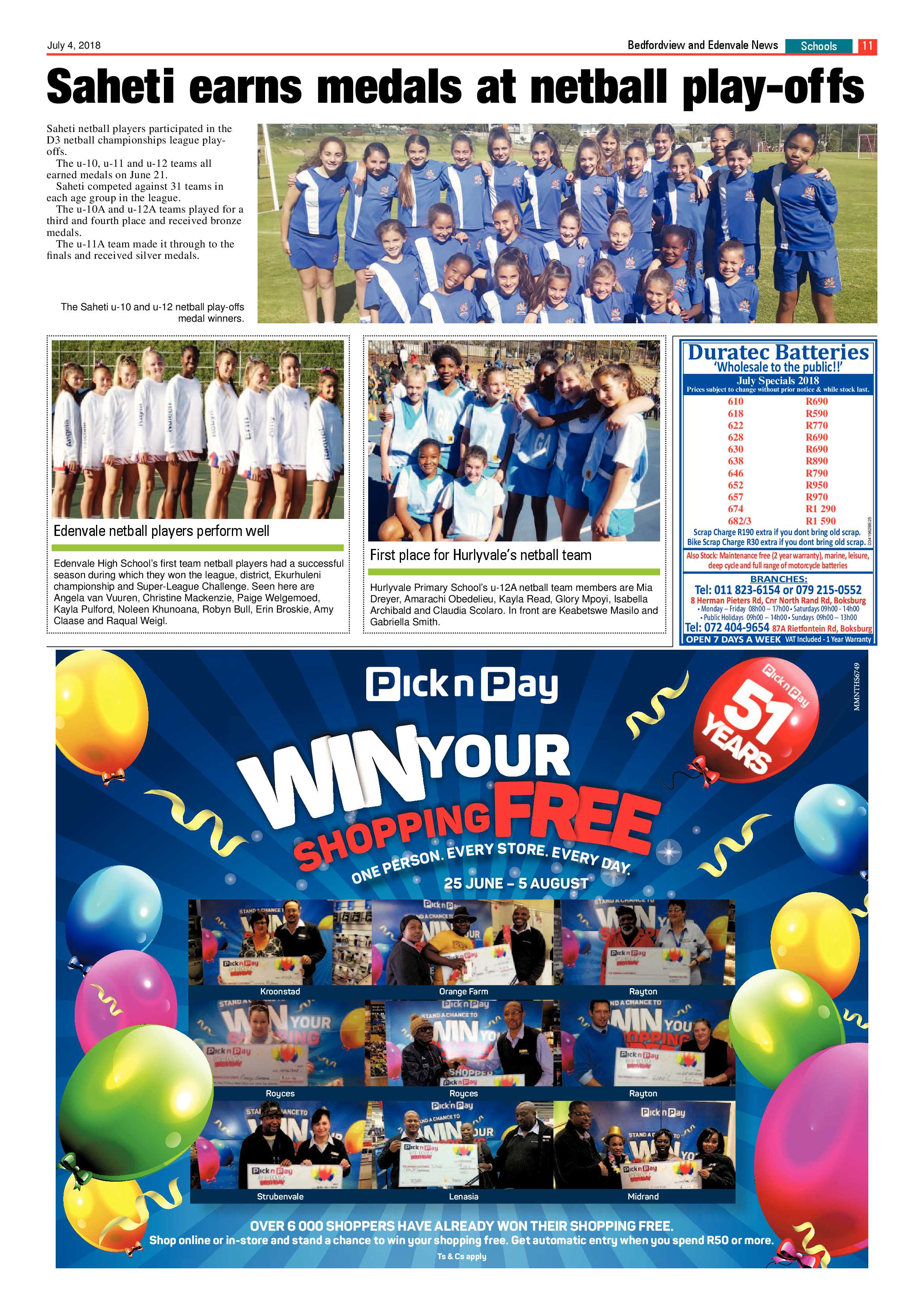 Bedfordview and Edenvale News 04 July 2018 page 11