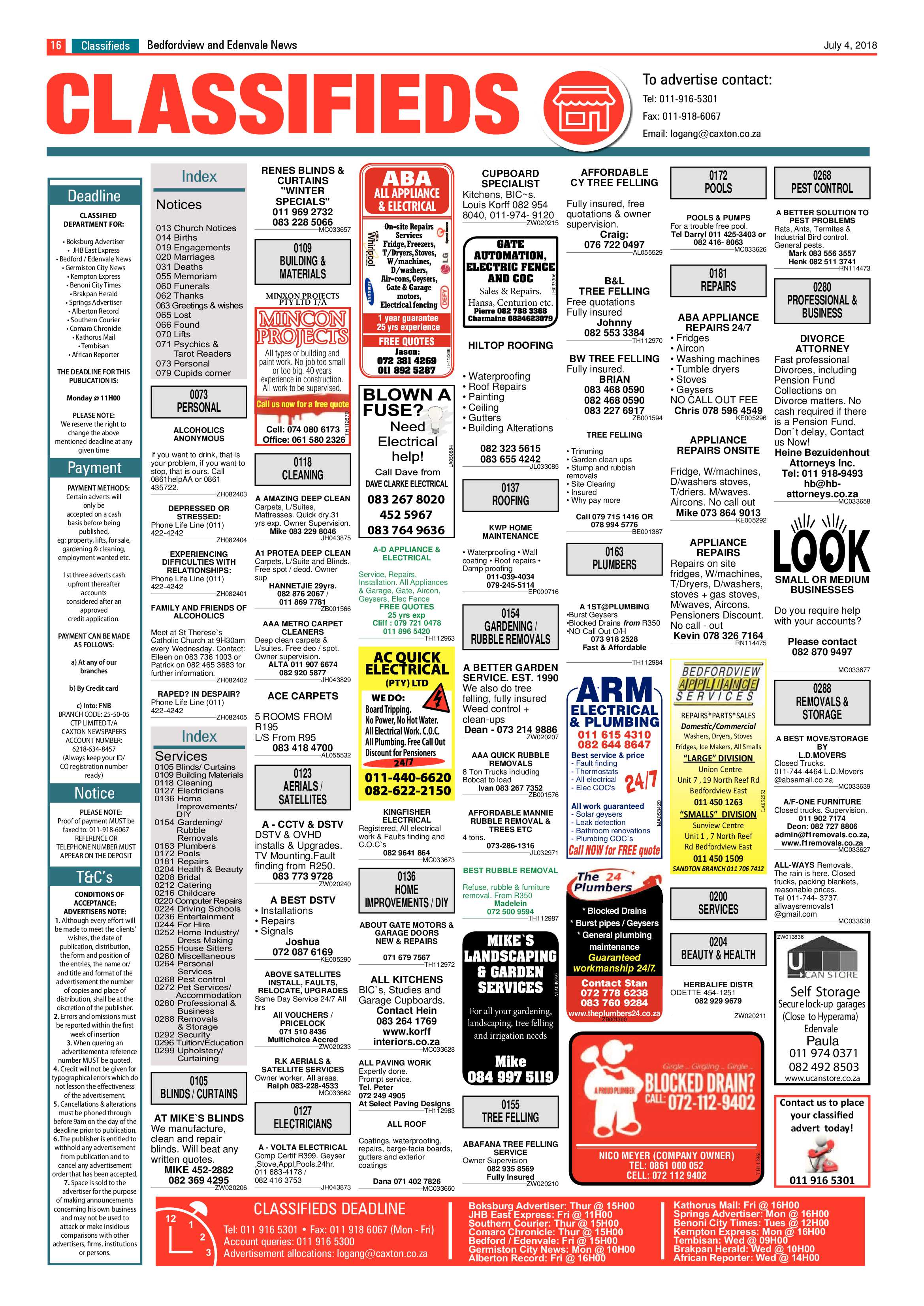 Bedfordview and Edenvale News 04 July 2018 page 16