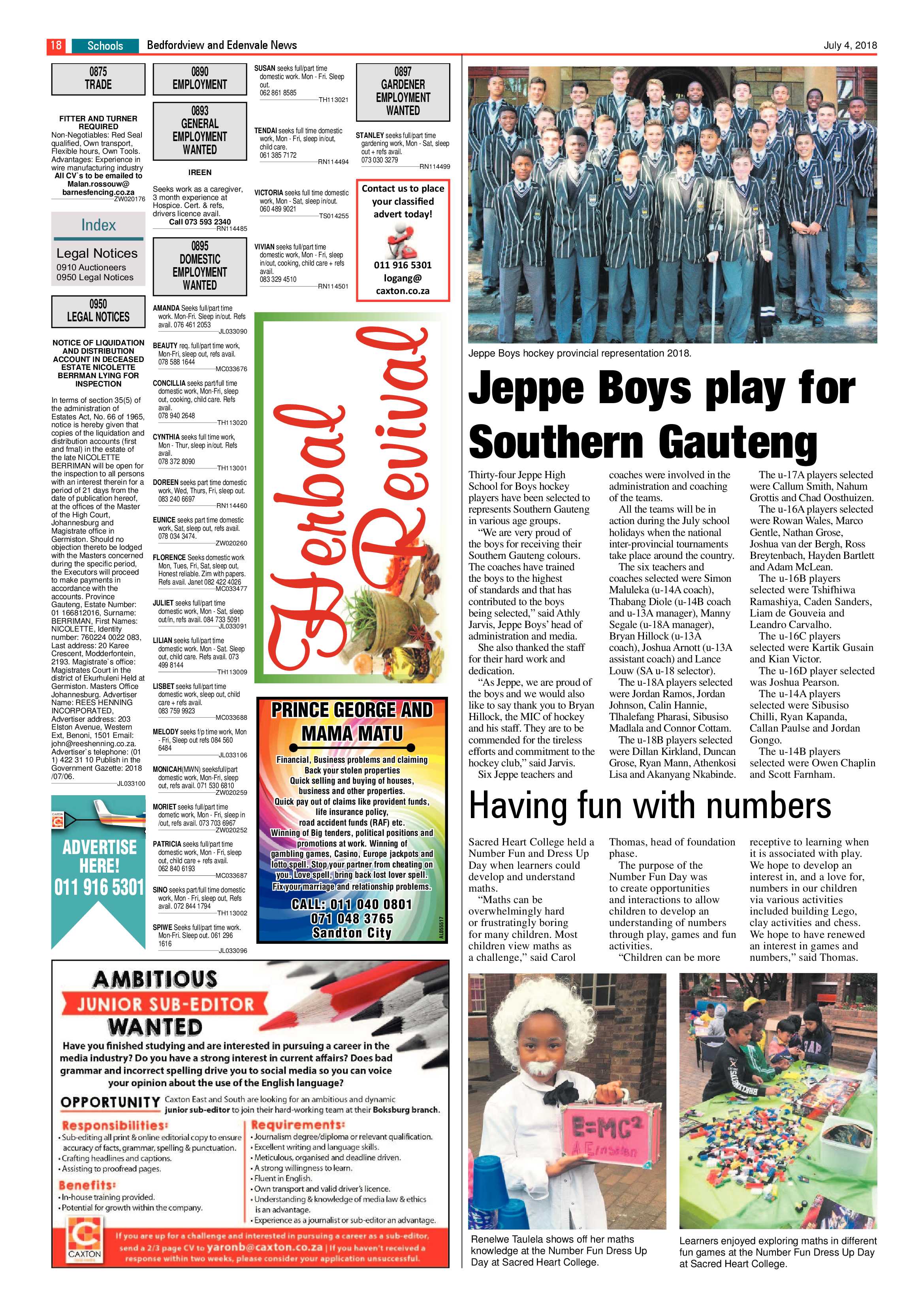 Bedfordview and Edenvale News 04 July 2018 page 18