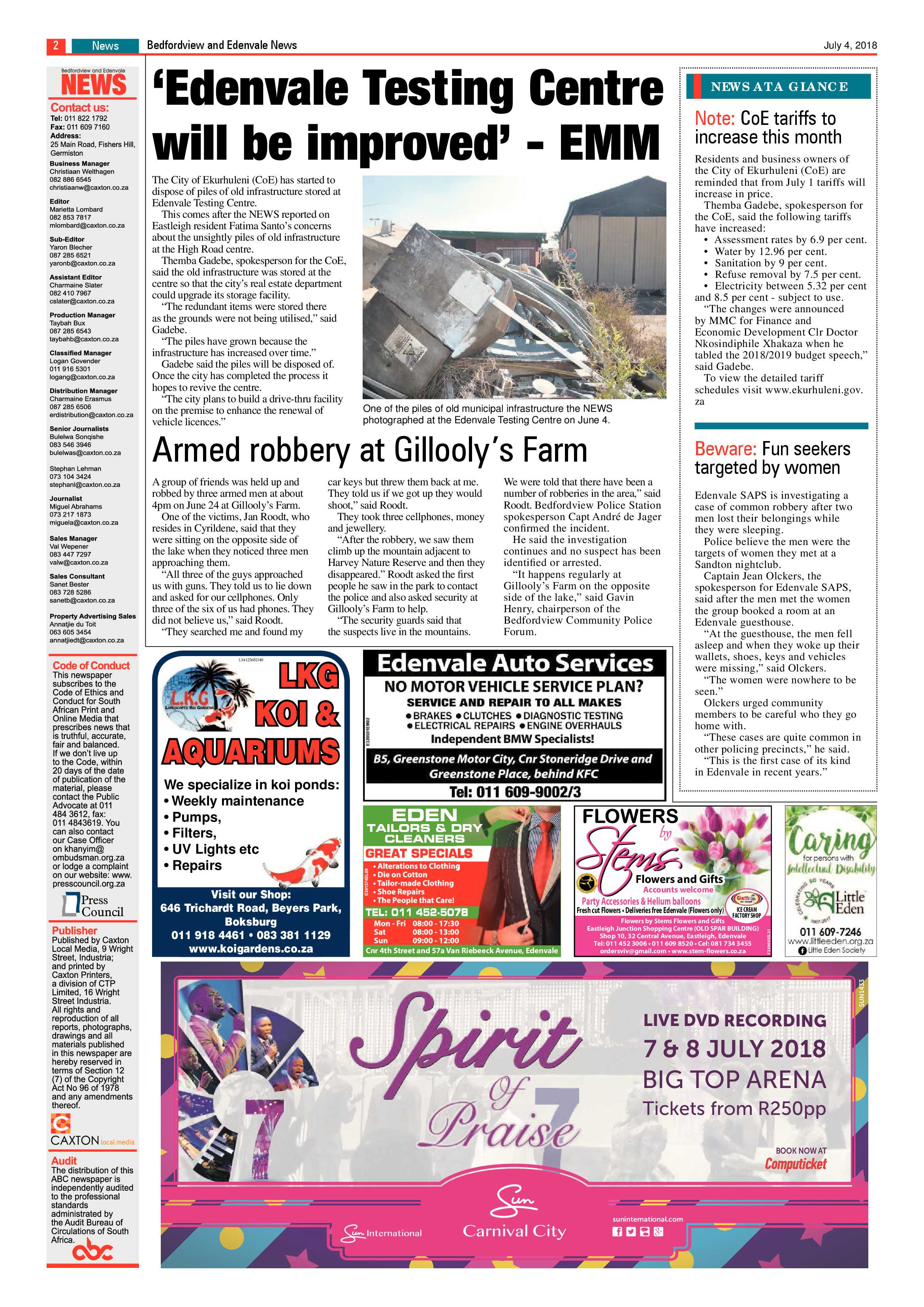 Bedfordview and Edenvale News 04 July 2018 page 2
