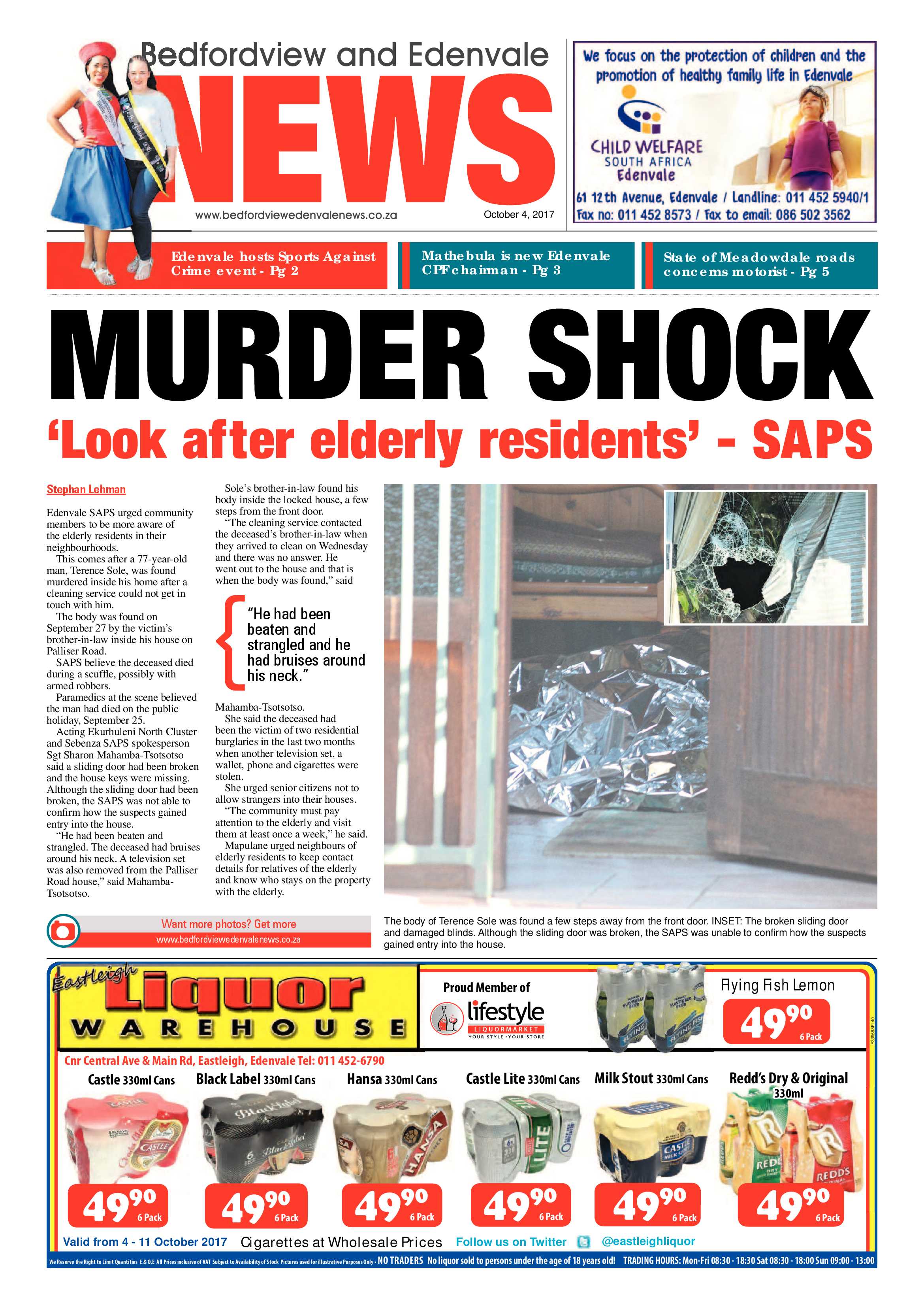Bedfordview and Edenvale News 04 October 2017 page 1