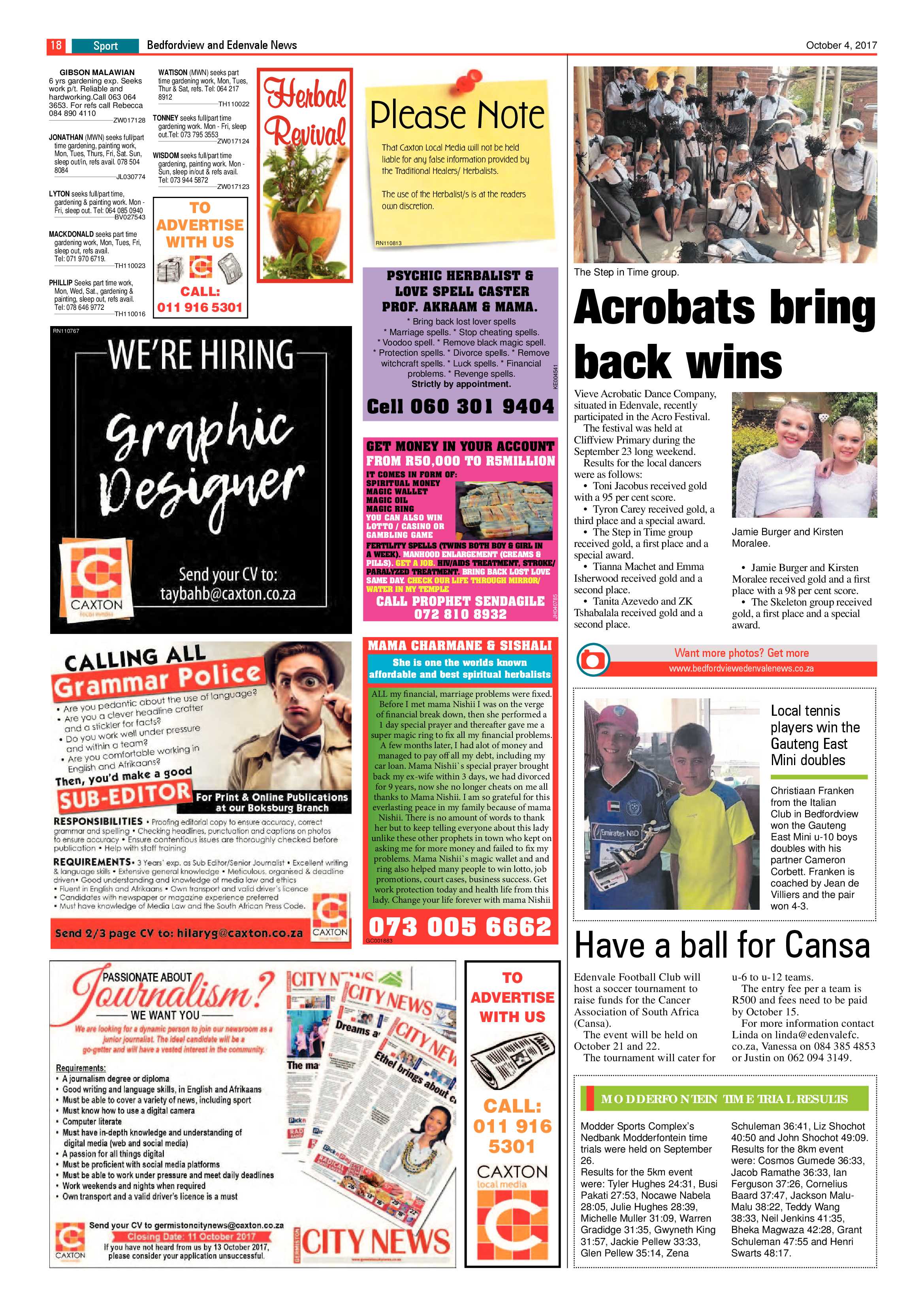 Bedfordview and Edenvale News 04 October 2017 page 18