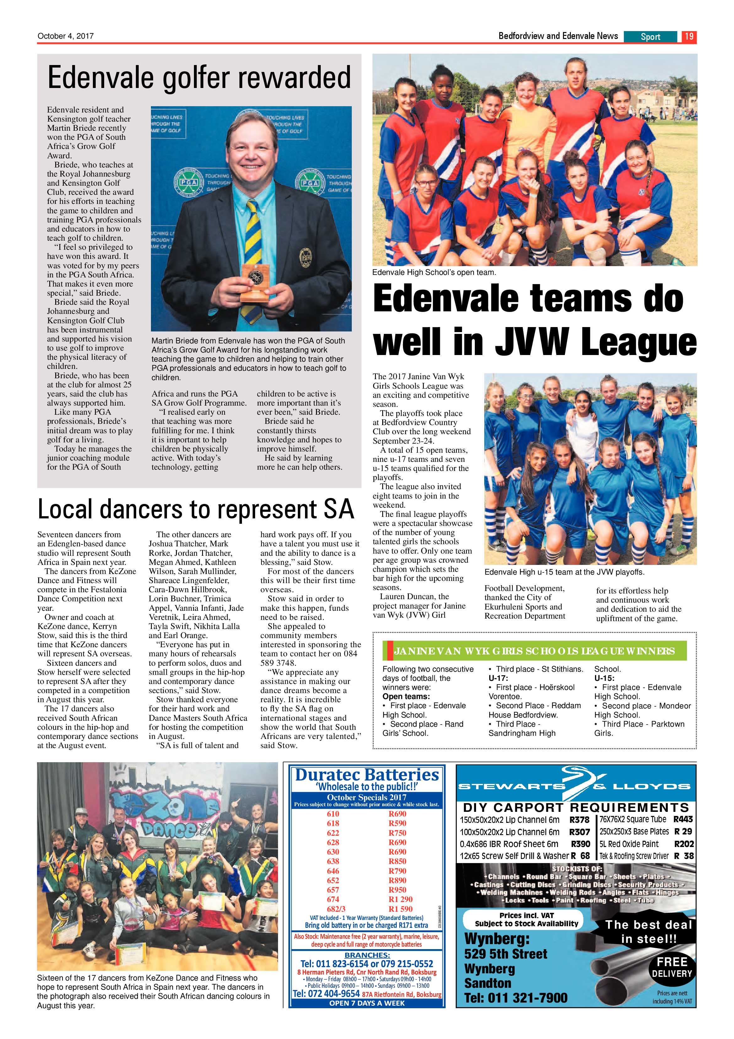 Bedfordview and Edenvale News 04 October 2017 page 19