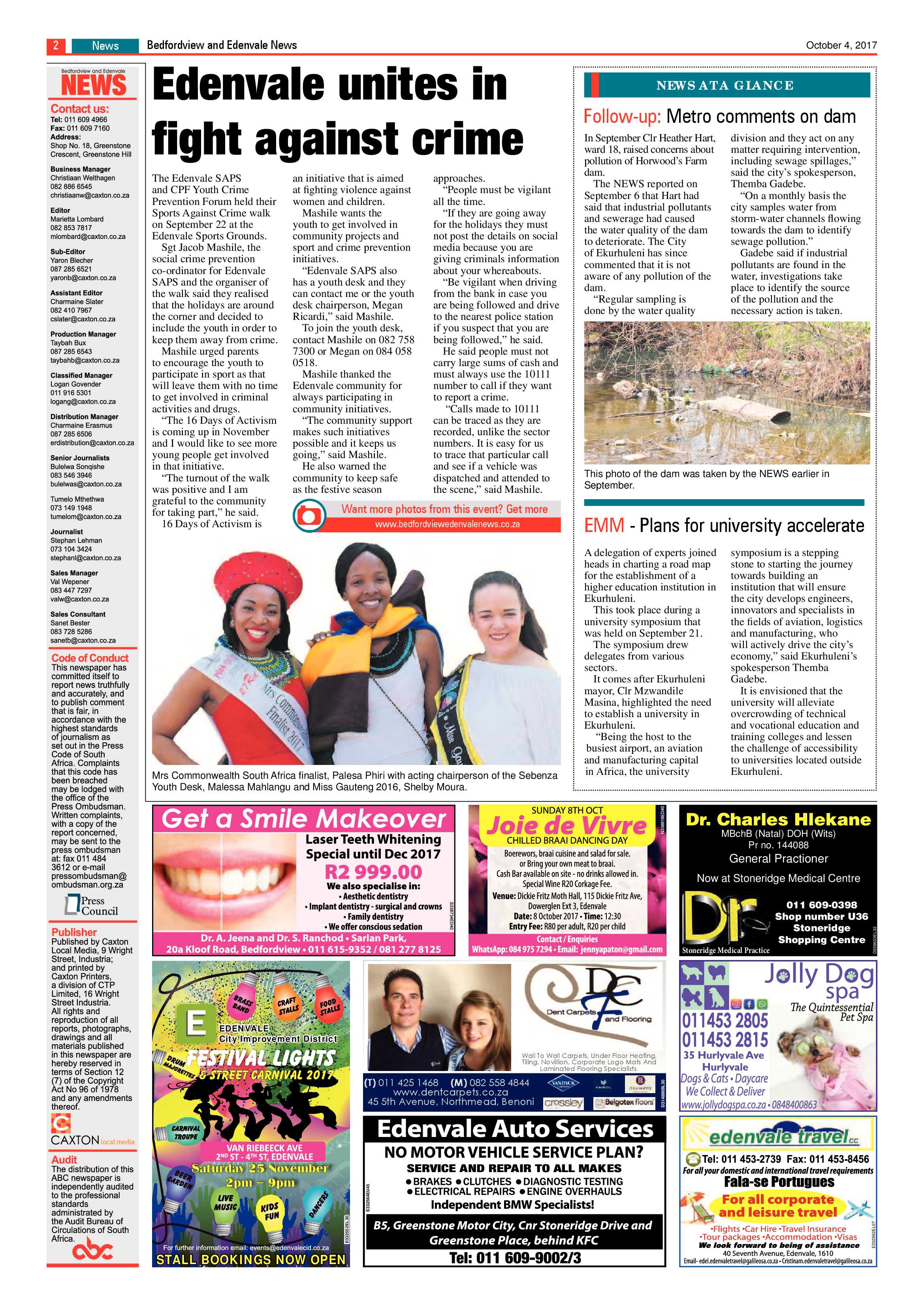 Bedfordview and Edenvale News 04 October 2017 page 2
