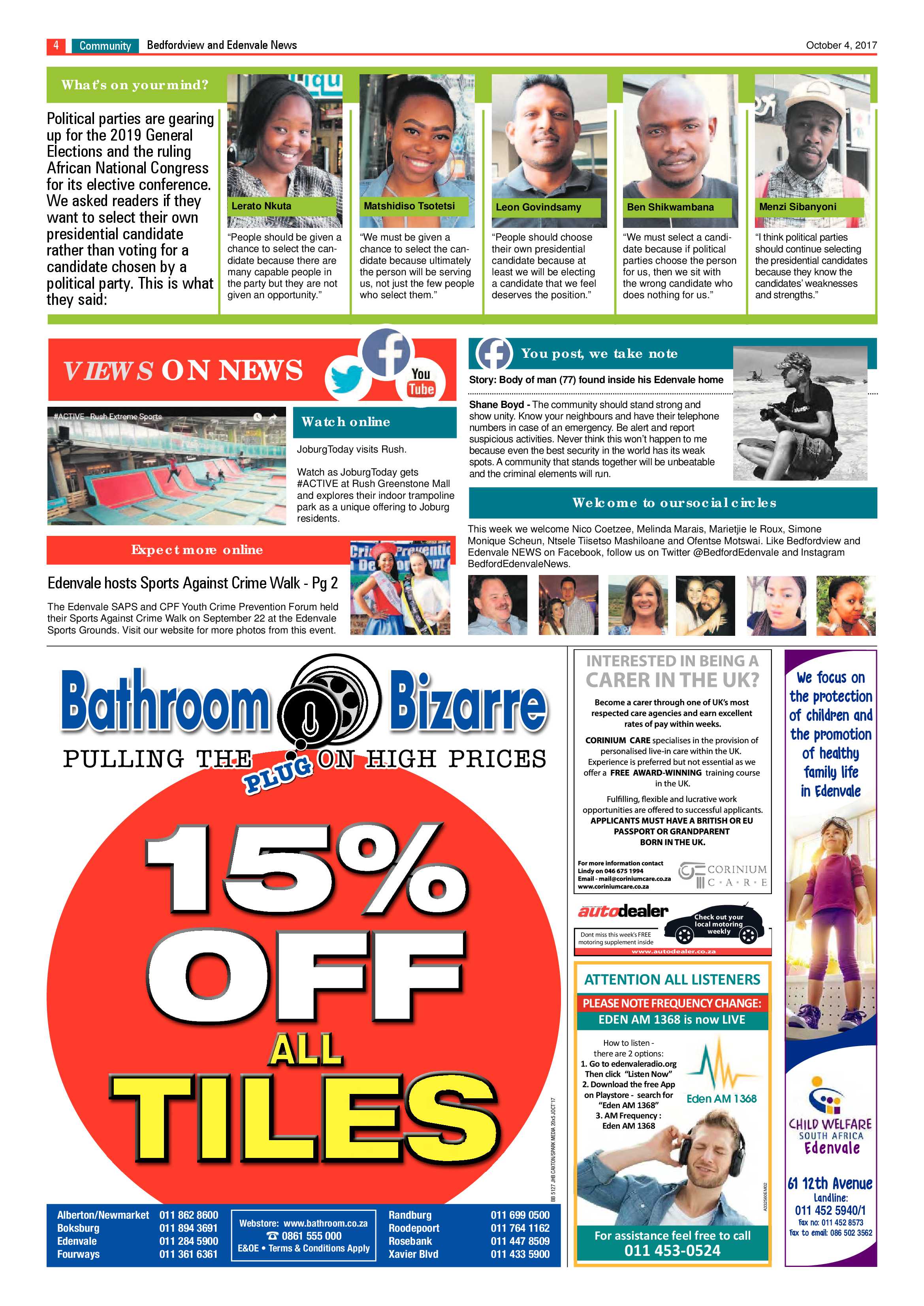 Bedfordview and Edenvale News 04 October 2017 page 4