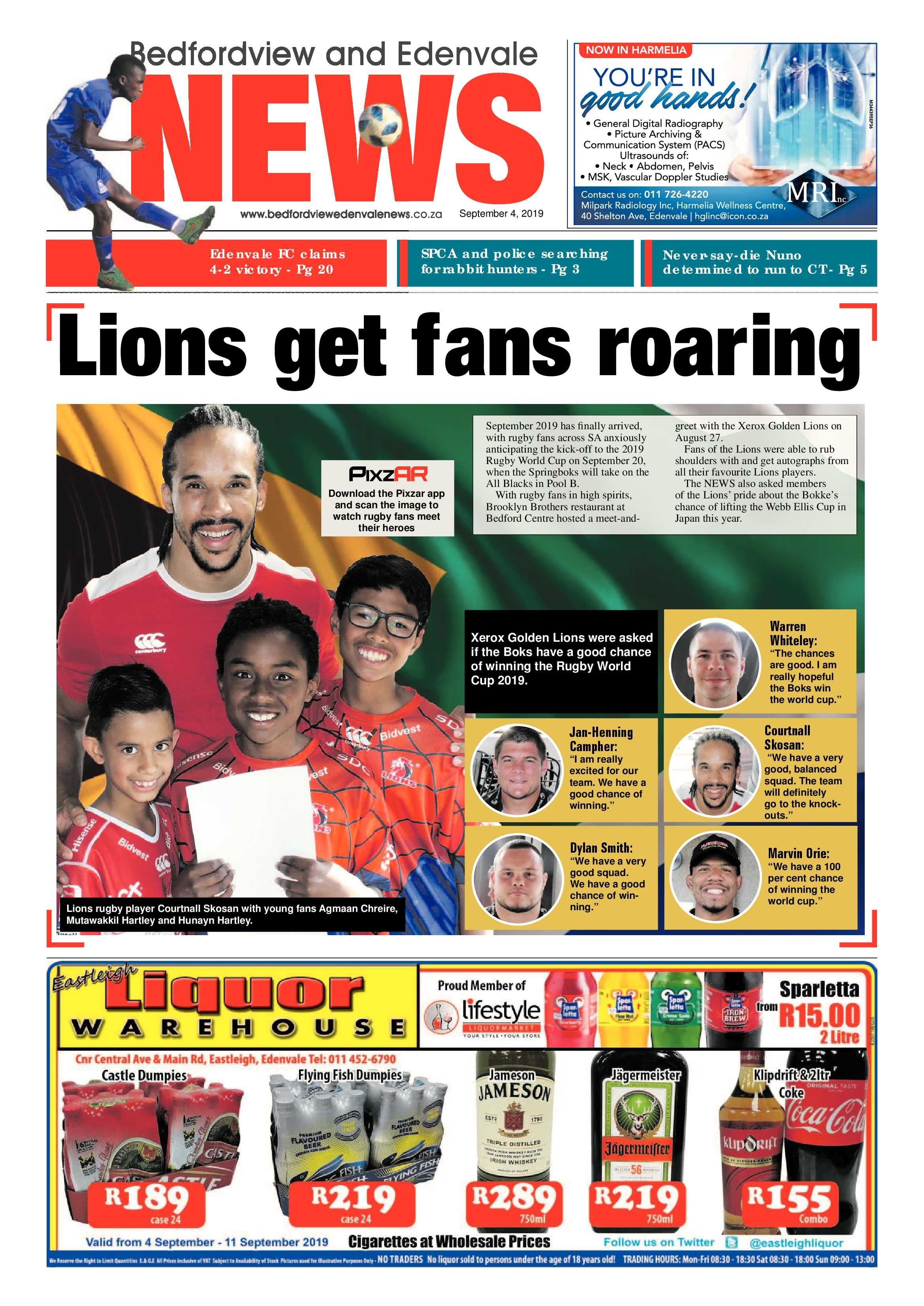 Bedfordview and Edenvale News 04 September 2019 page 1
