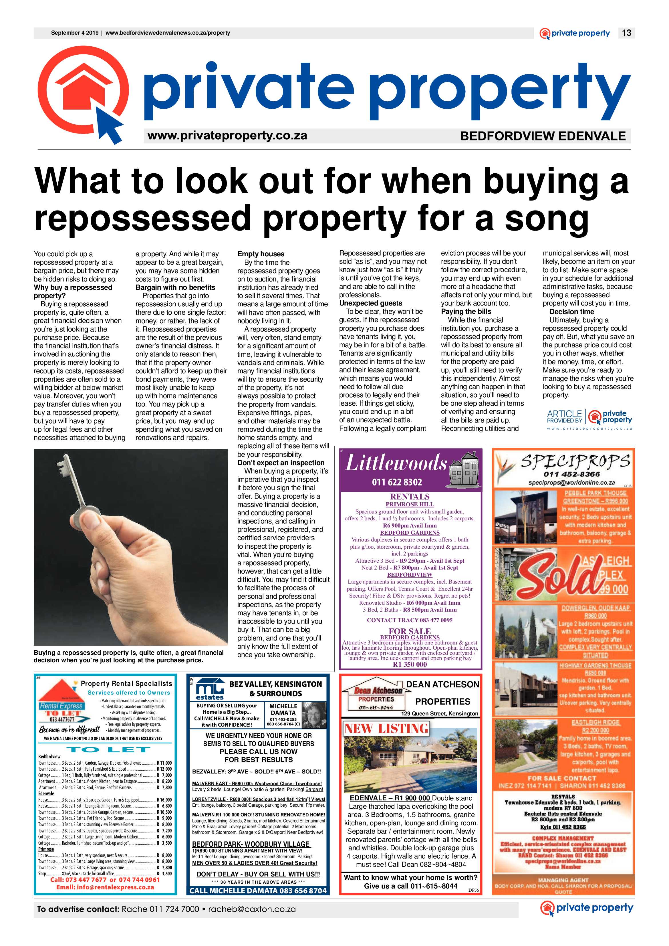 Bedfordview and Edenvale News 04 September 2019 page 13