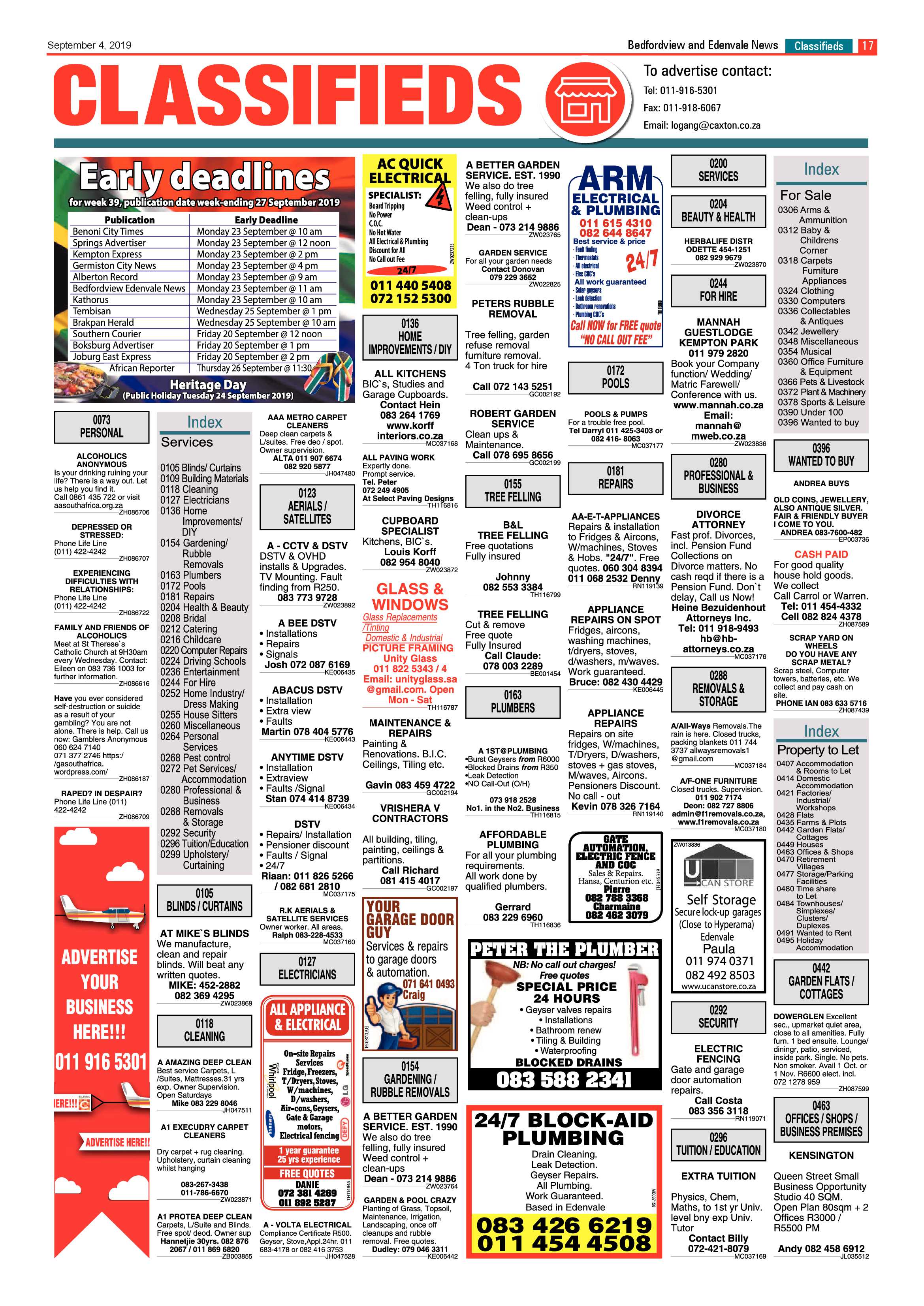 Bedfordview and Edenvale News 04 September 2019 page 17