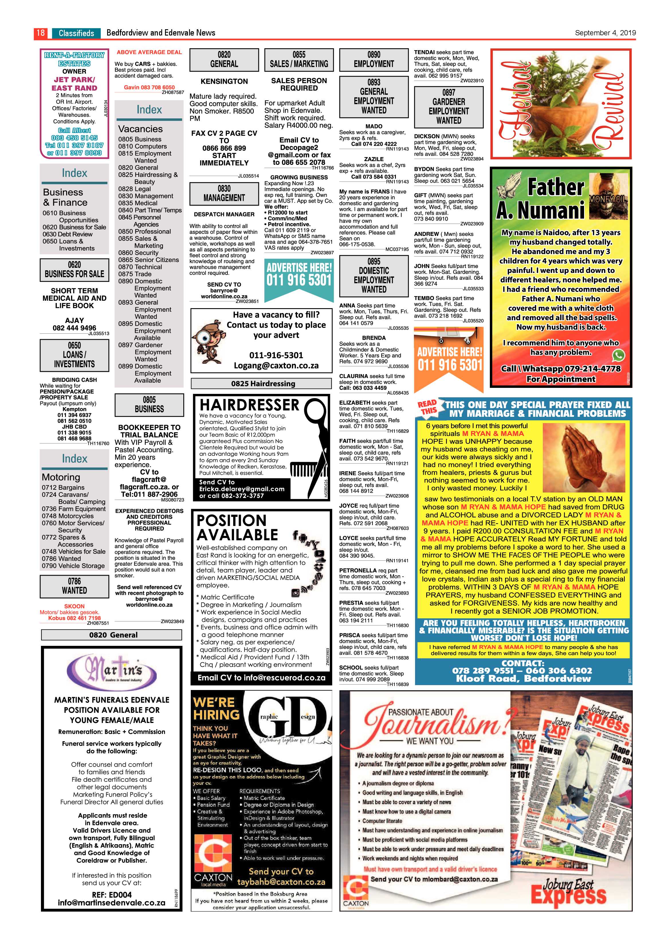 Bedfordview and Edenvale News 04 September 2019 page 18