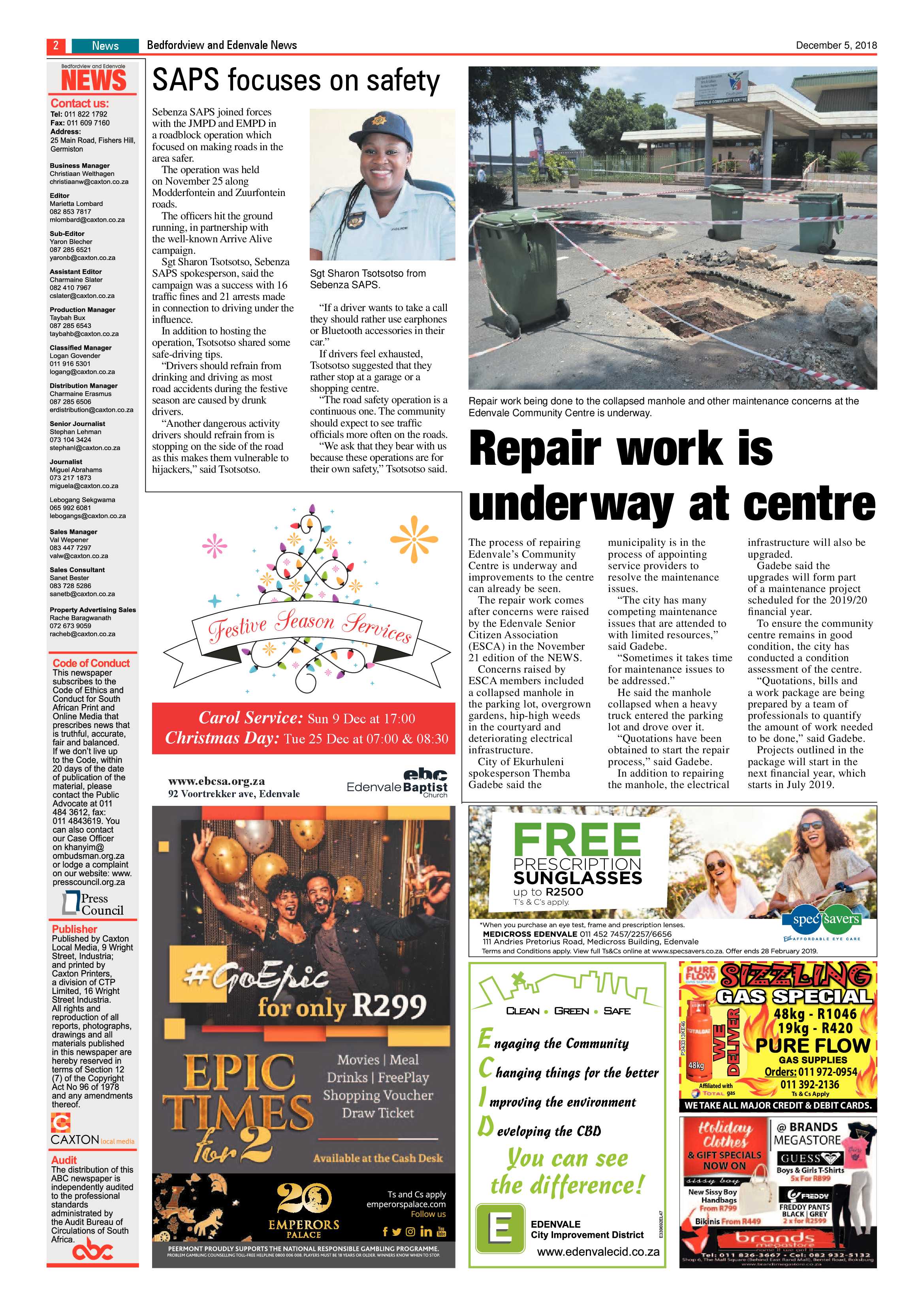 Bedfordview and Edenvale News 05 December 2018 page 2