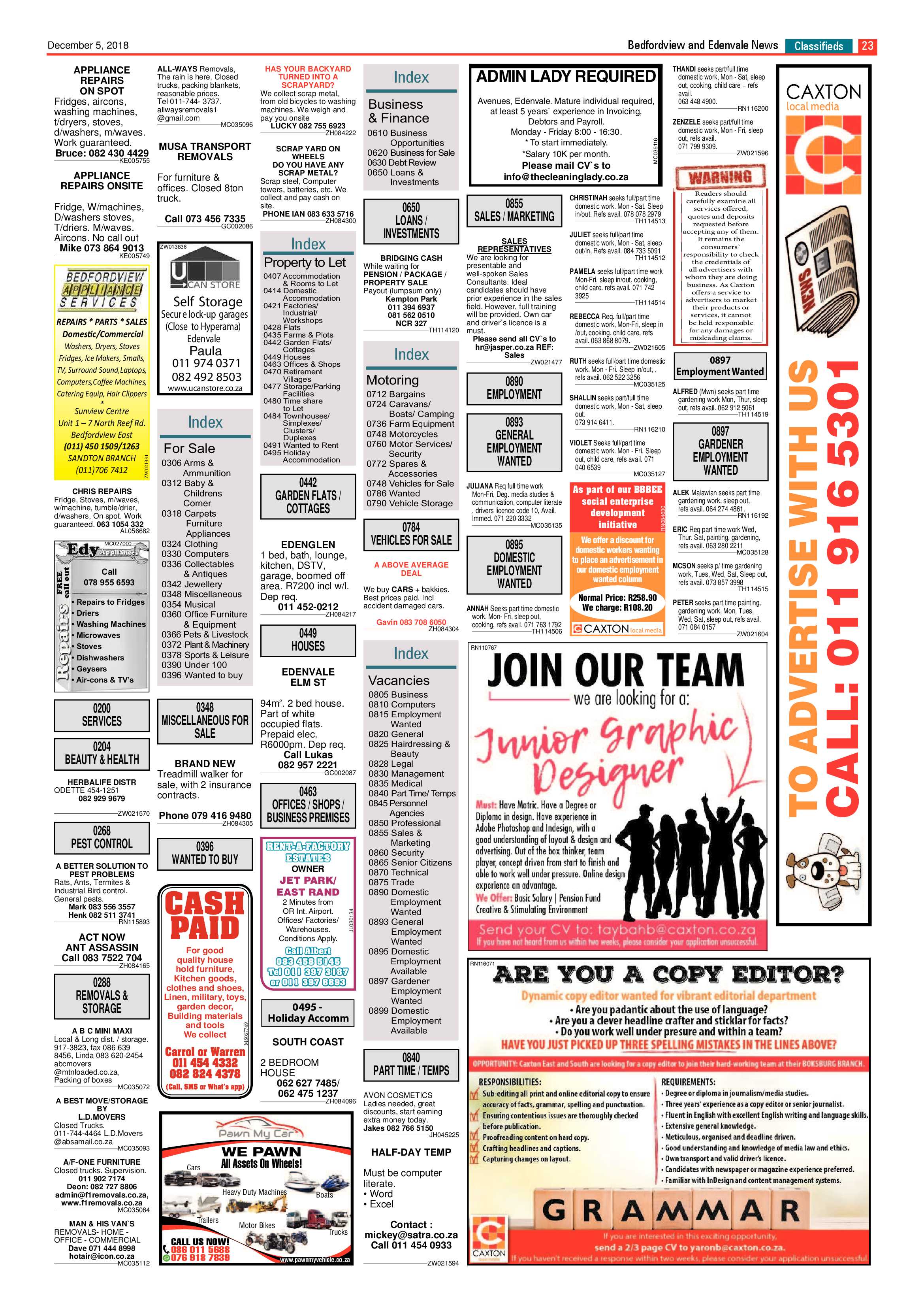 Bedfordview and Edenvale News 05 December 2018 page 23