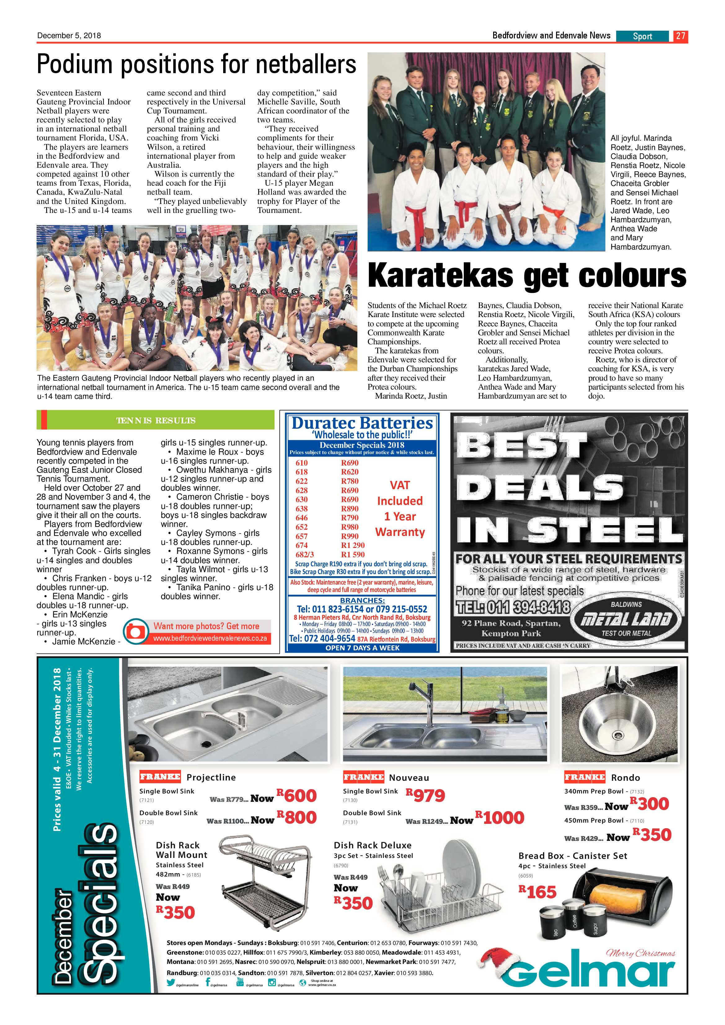 Bedfordview and Edenvale News 05 December 2018 page 27