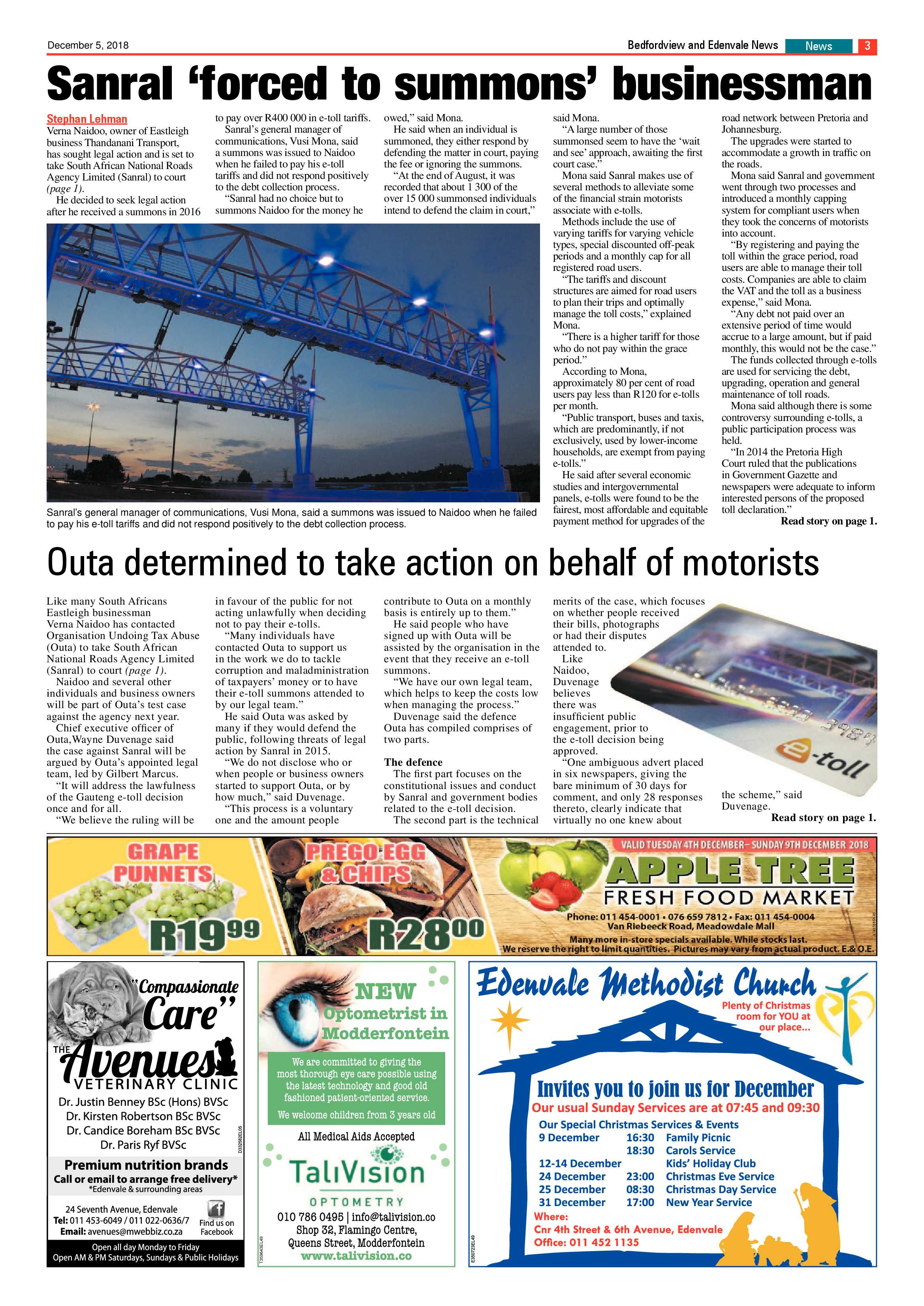 Bedfordview and Edenvale News 05 December 2018 page 3
