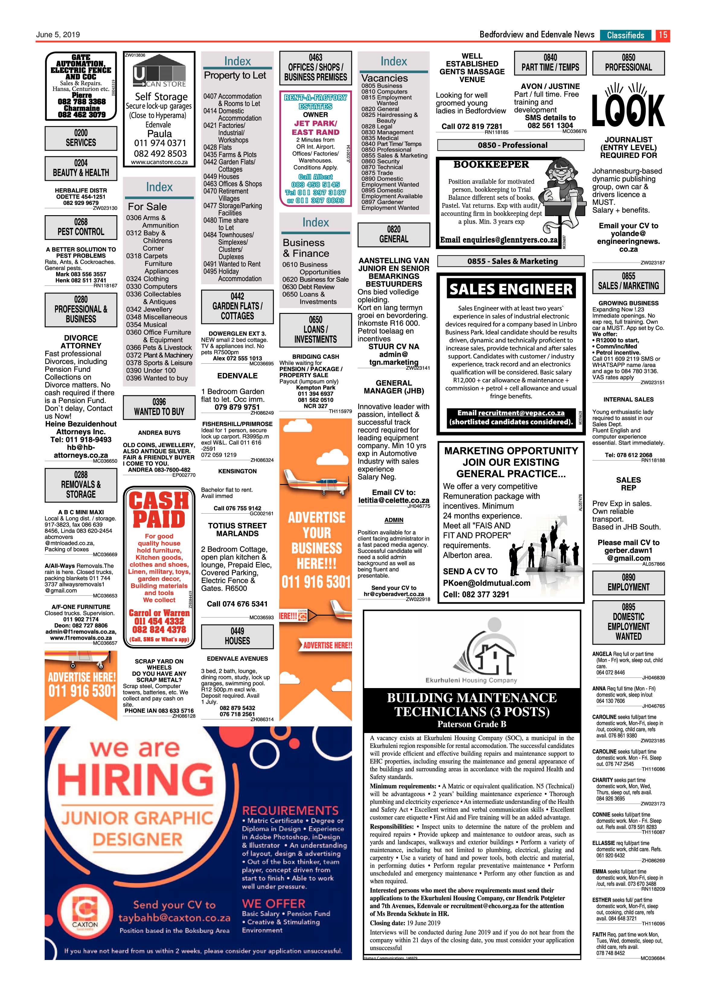 Bedfordview and Edenvale News 05 June 2019 page 15
