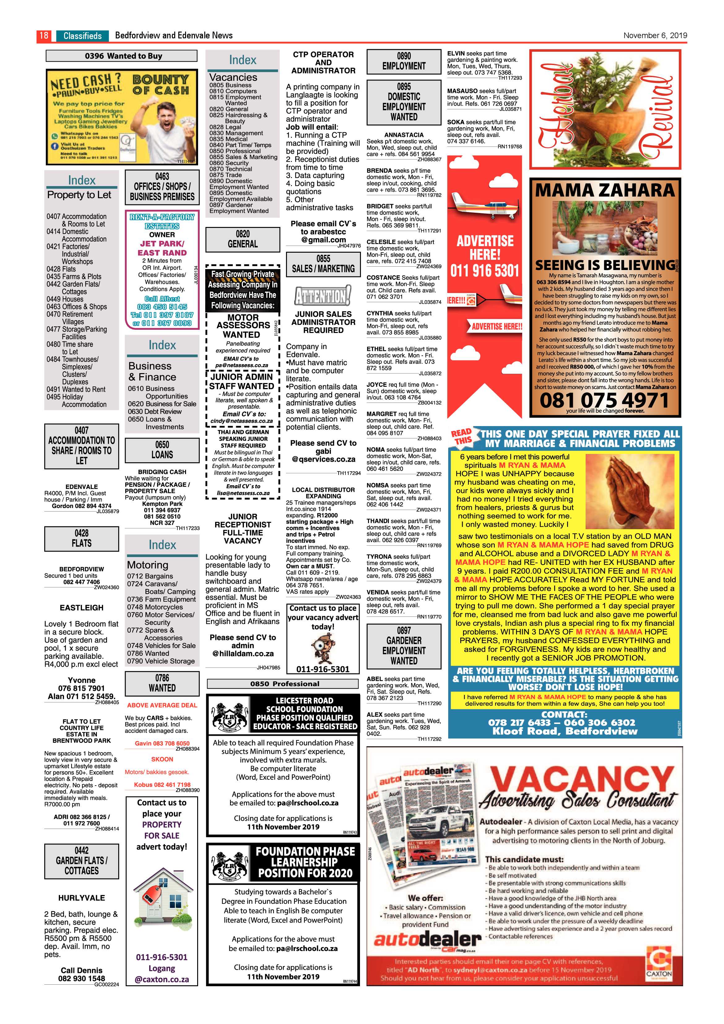 Bedfordview and Edenvale News 06 November 2019 page 18