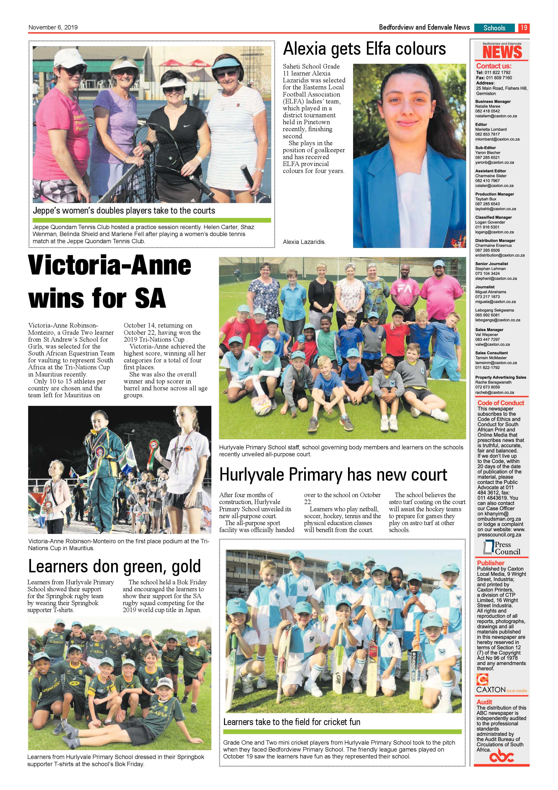 Bedfordview and Edenvale News 06 November 2019 page 19