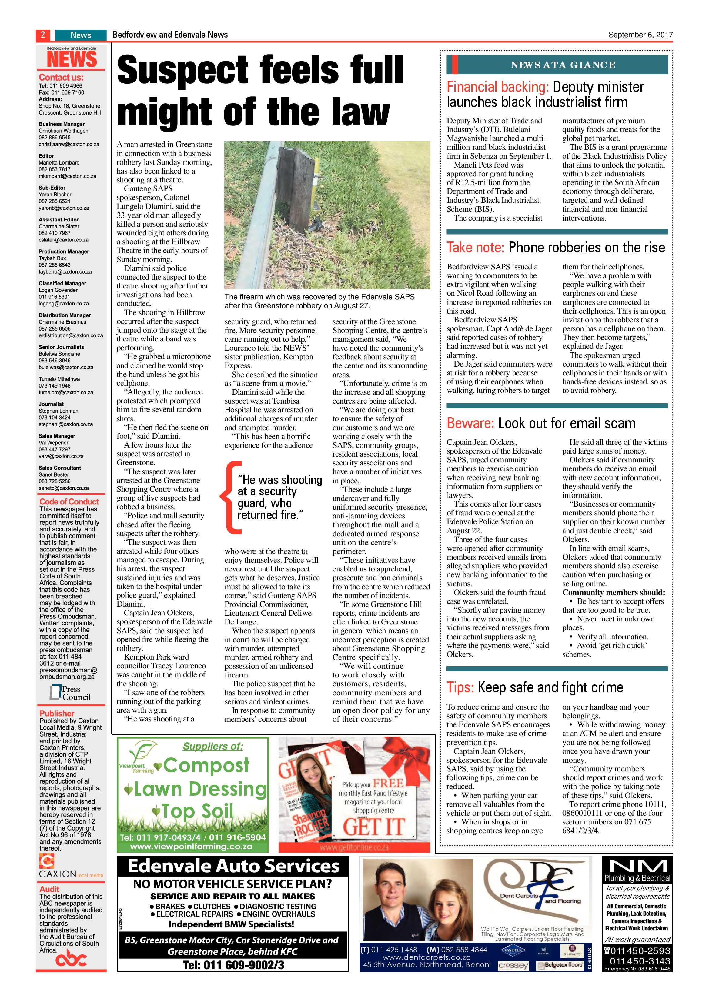 Bedfordview and Edenvale News 06 September 2017 page 2