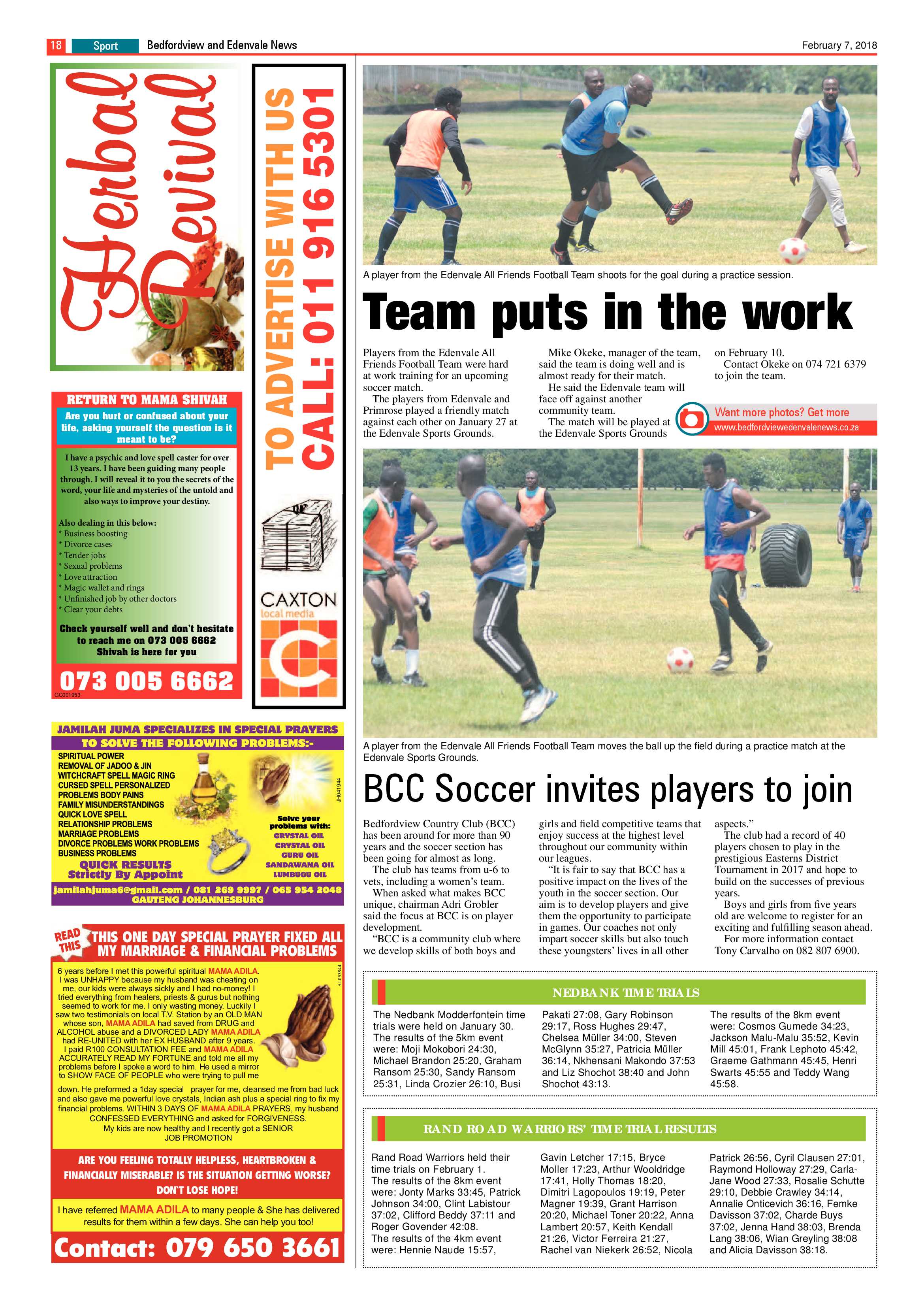 Bedfordview and Edenvale News 07 February 2018 page 18
