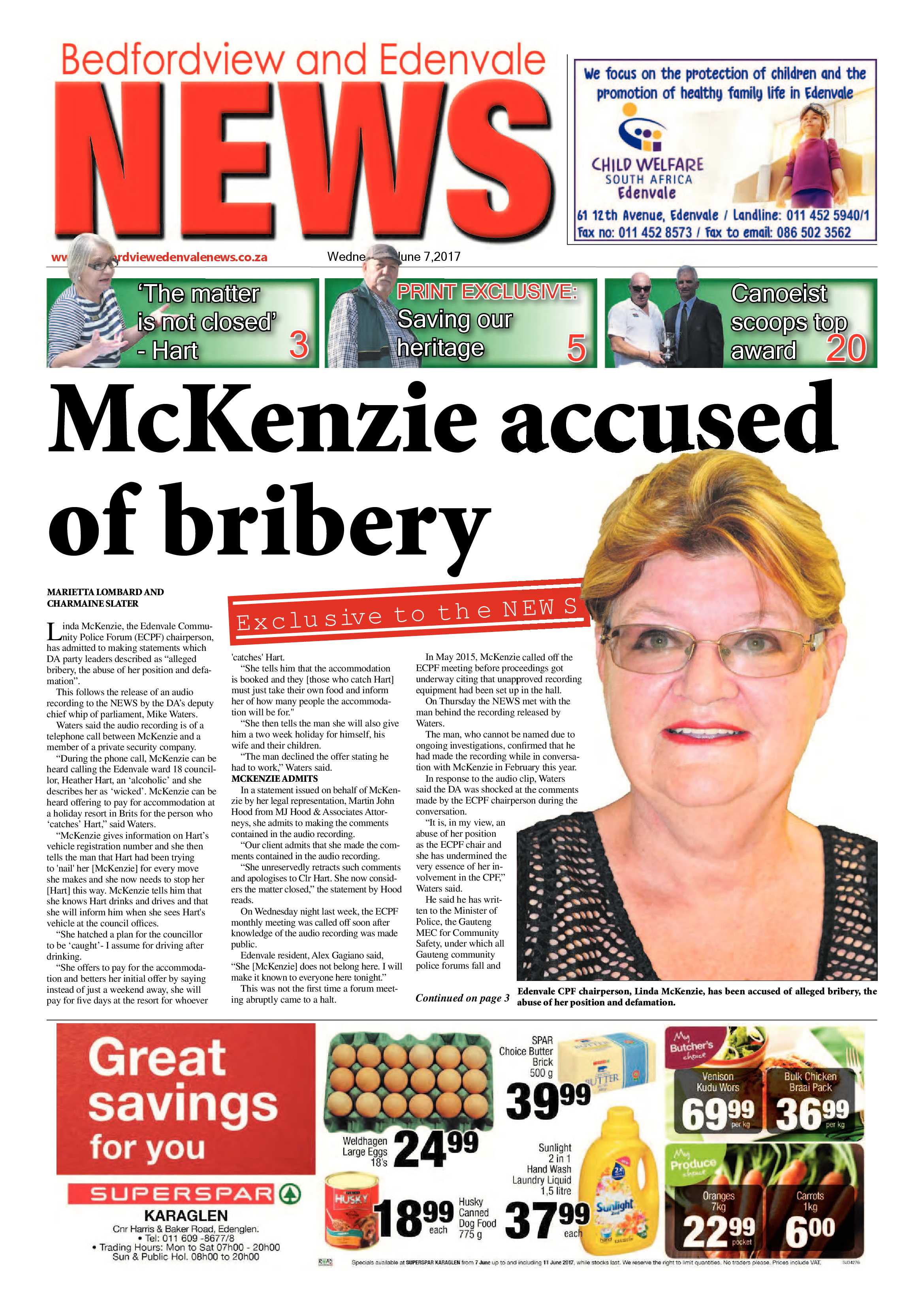 Bedfordview and Edenvale News 07 June 2017 page 1