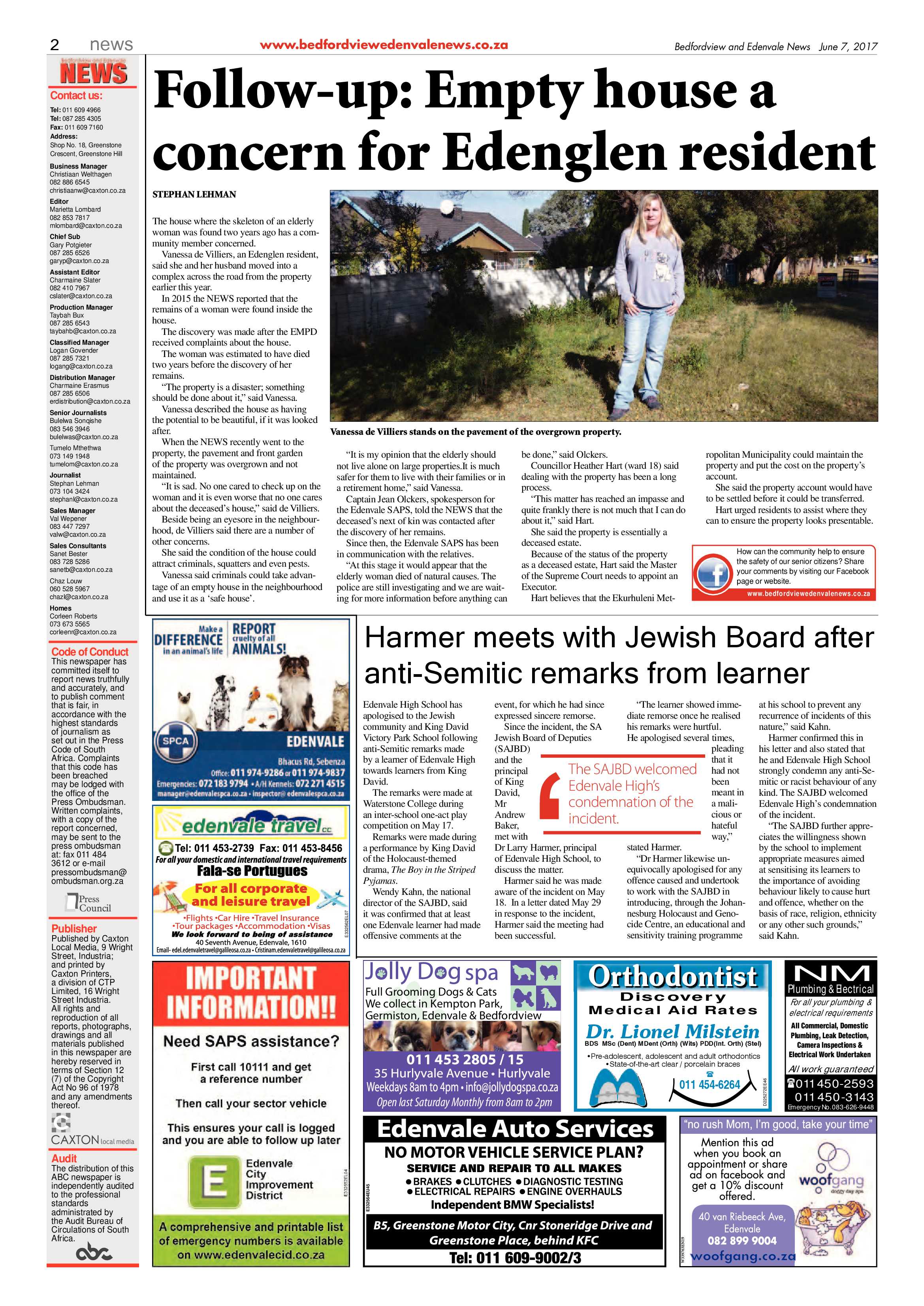 Bedfordview and Edenvale News 07 June 2017 page 2