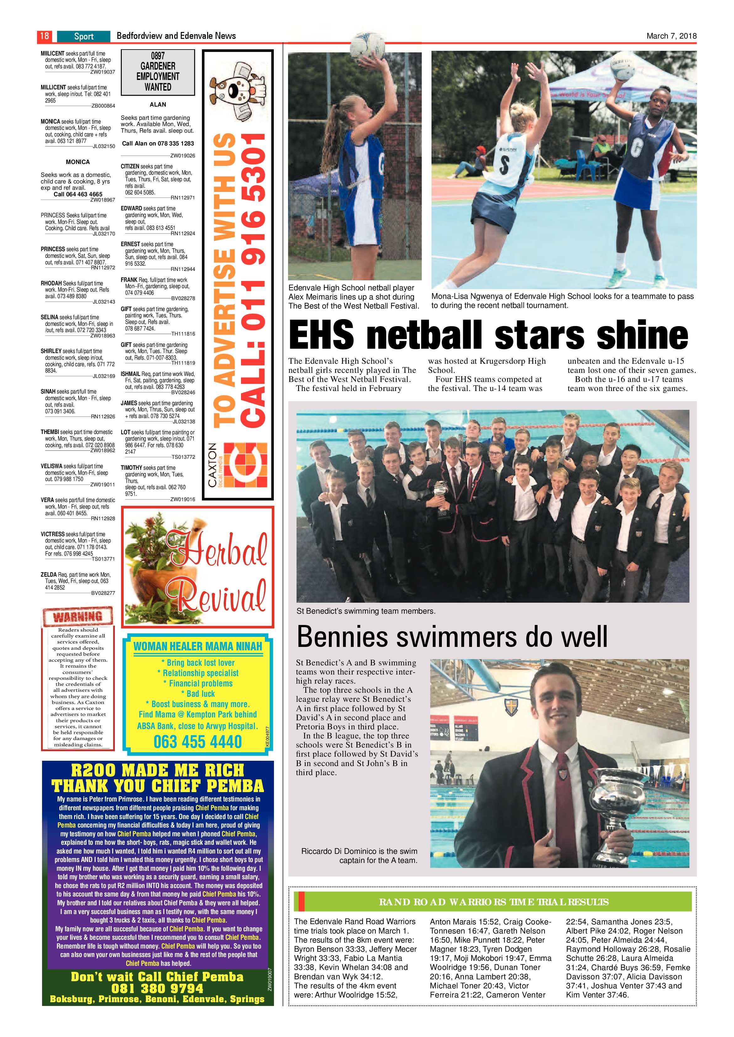Bedfordview and Edenvale News 07 March 2018 page 18