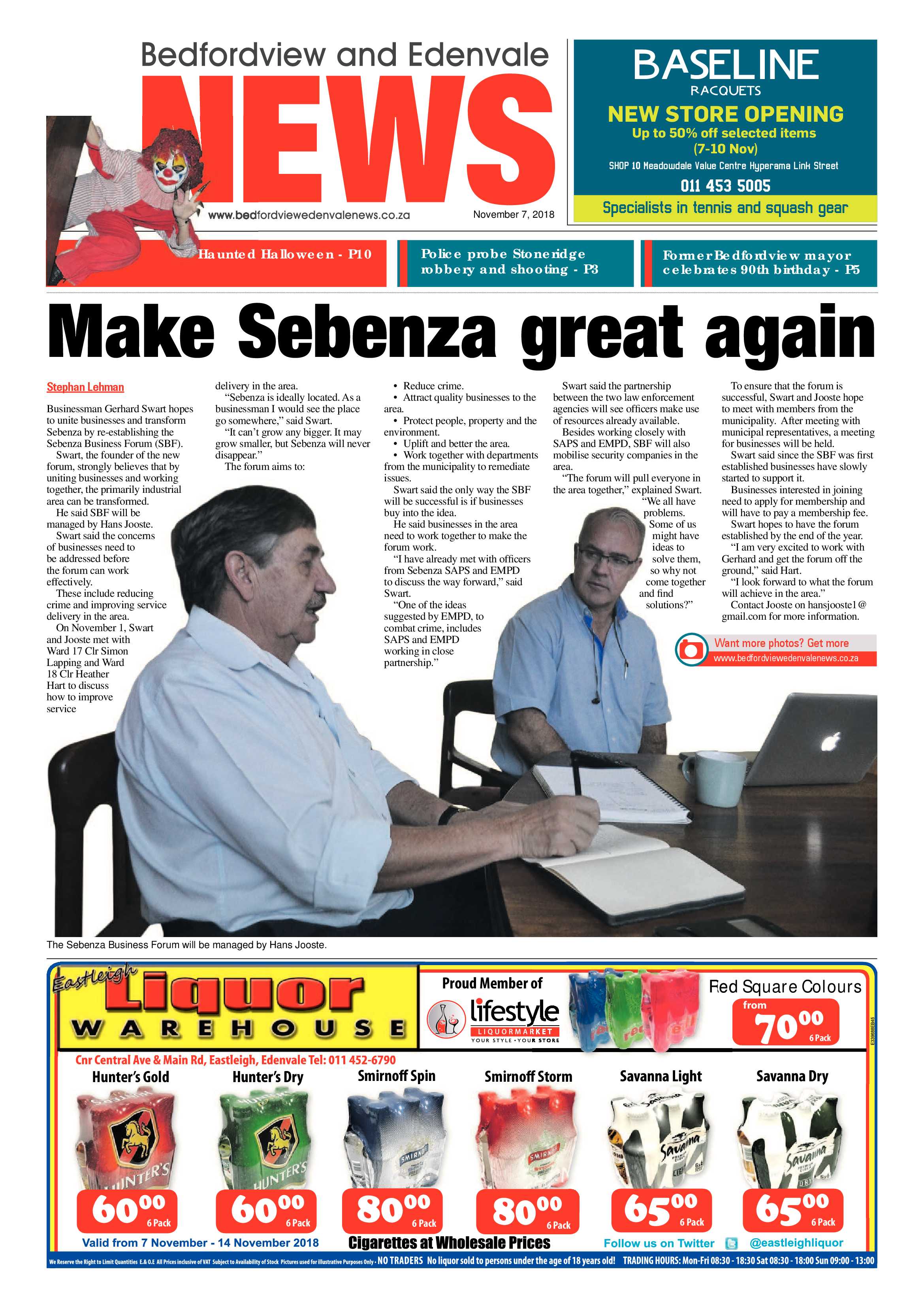 Bedfordview and Edenvale News 07 November 2018 page 1