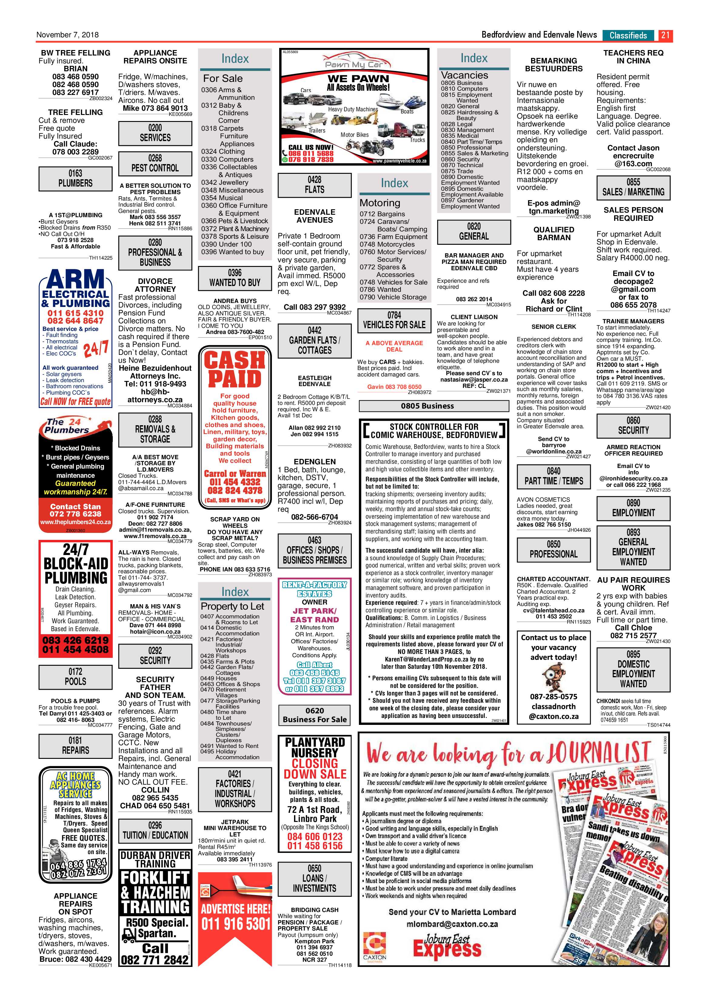 Bedfordview and Edenvale News 07 November 2018 page 21
