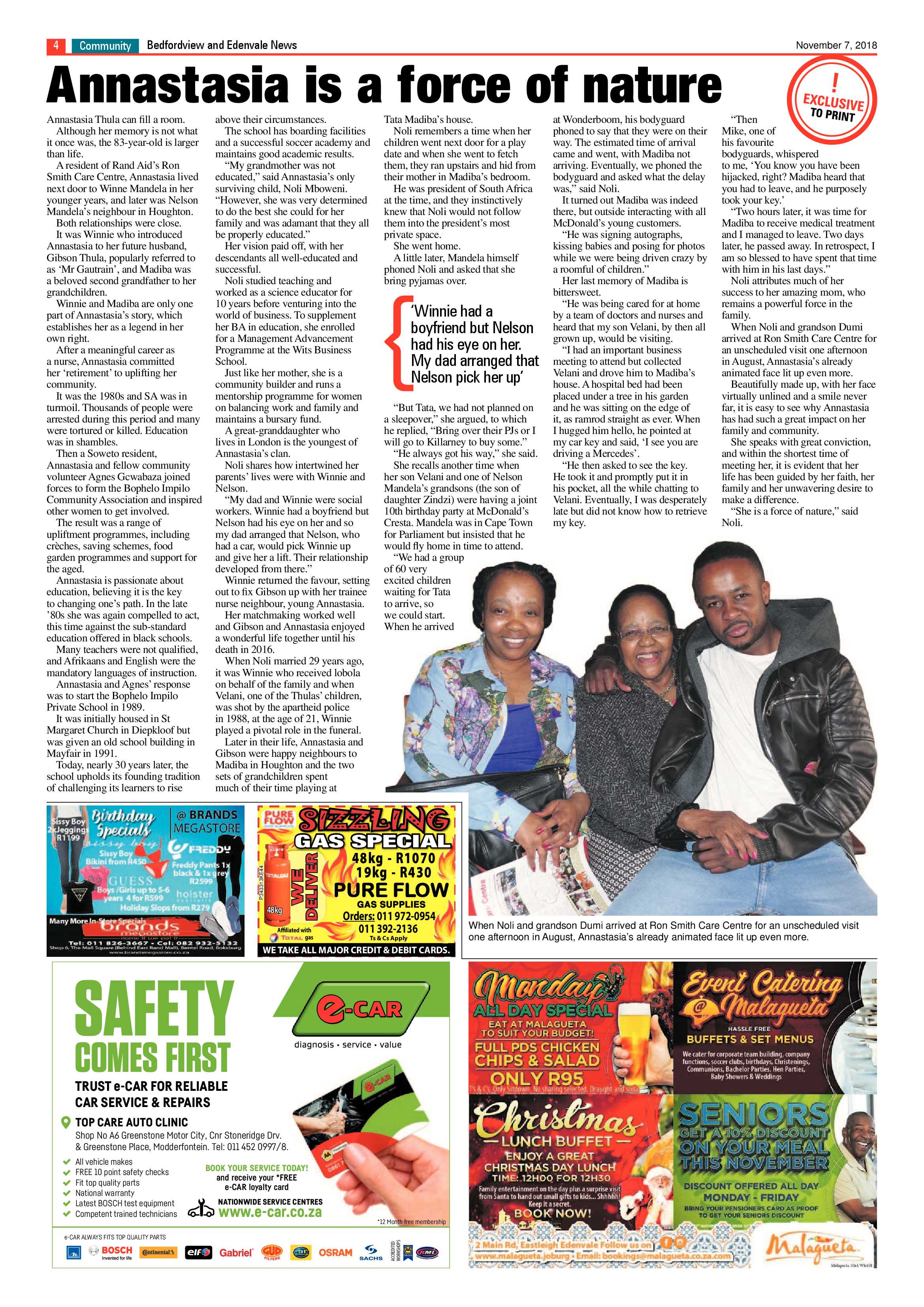 Bedfordview and Edenvale News 07 November 2018 page 4