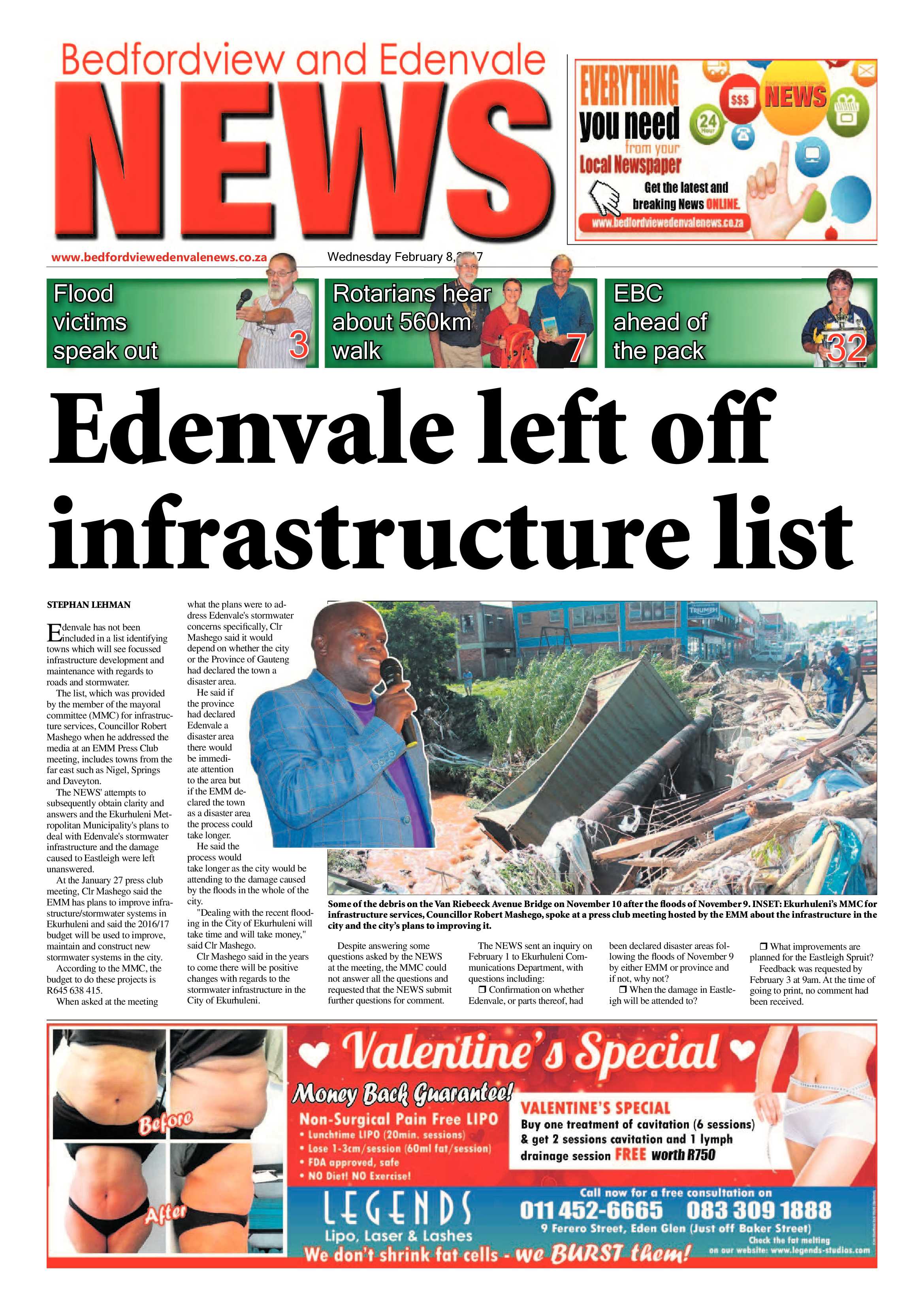 Bedfordview and Edenvale News 08 February 2017 page 1