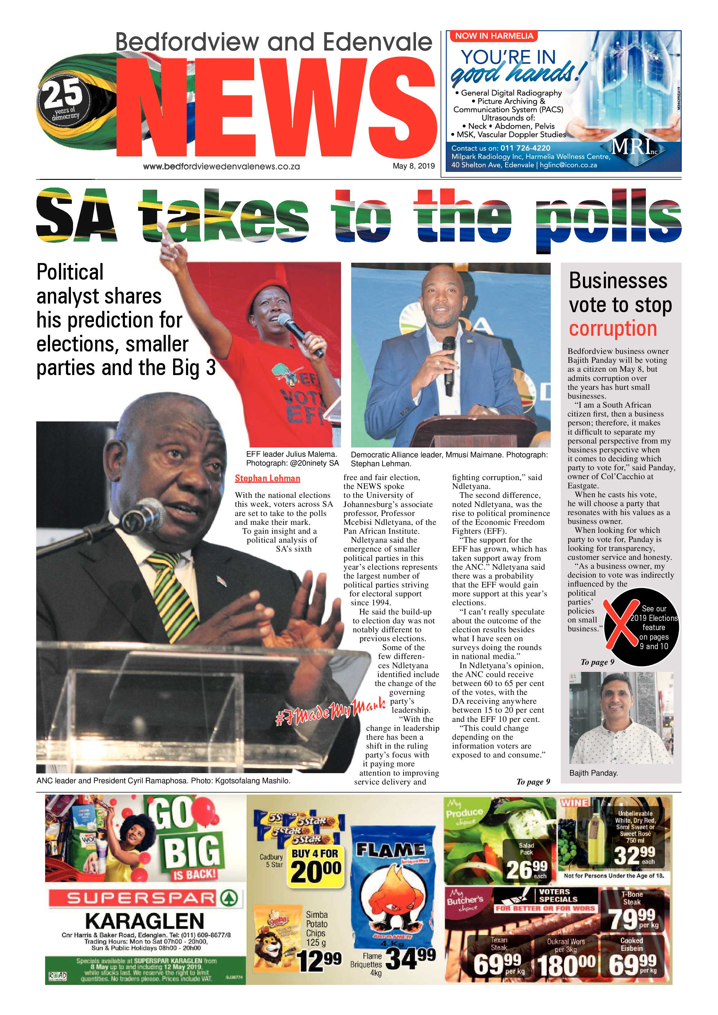 Bedfordview and Edenvale News 08 May 2019 page 1