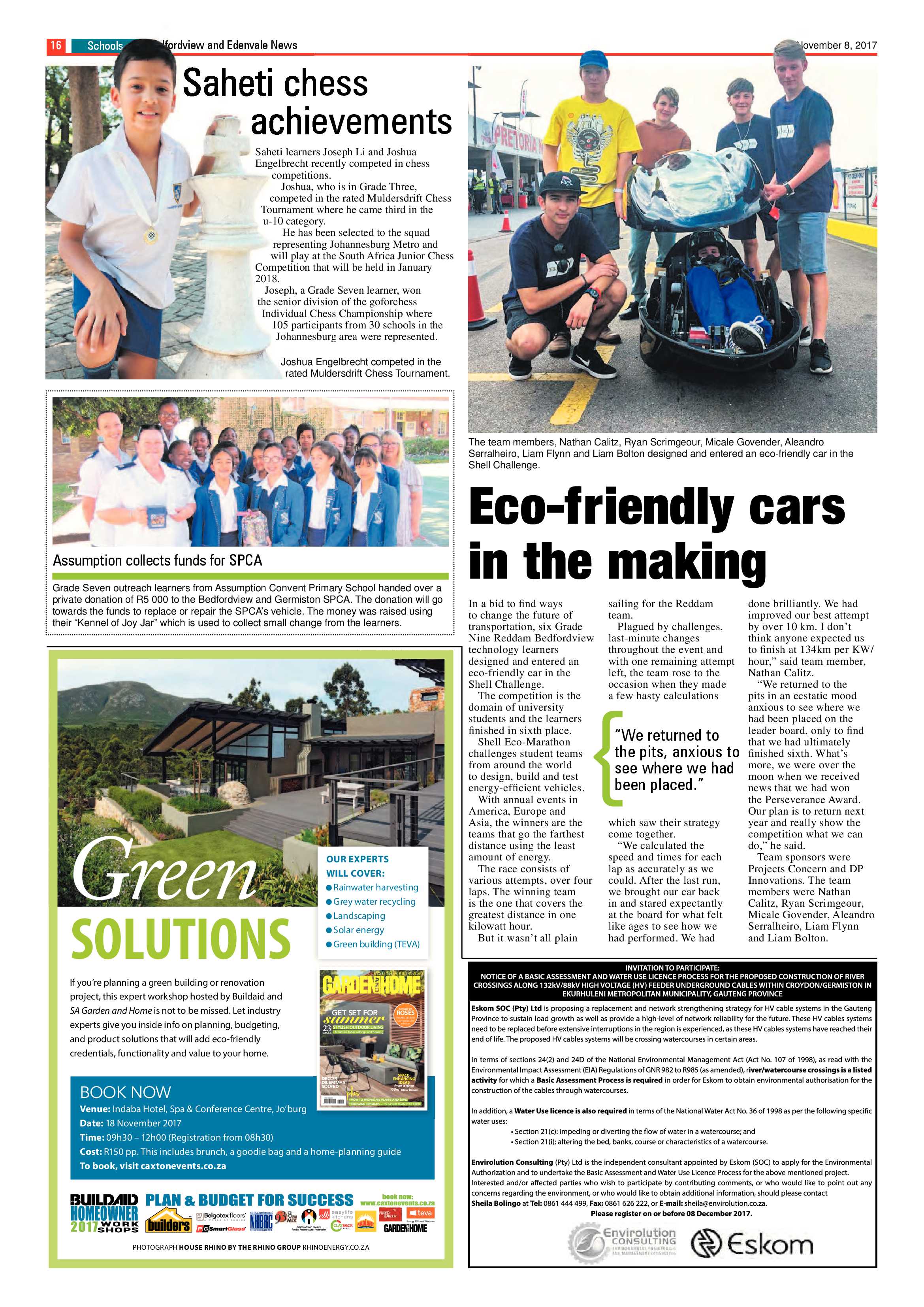 Bedfordview and Edenvale News 08 November 2017 page 16