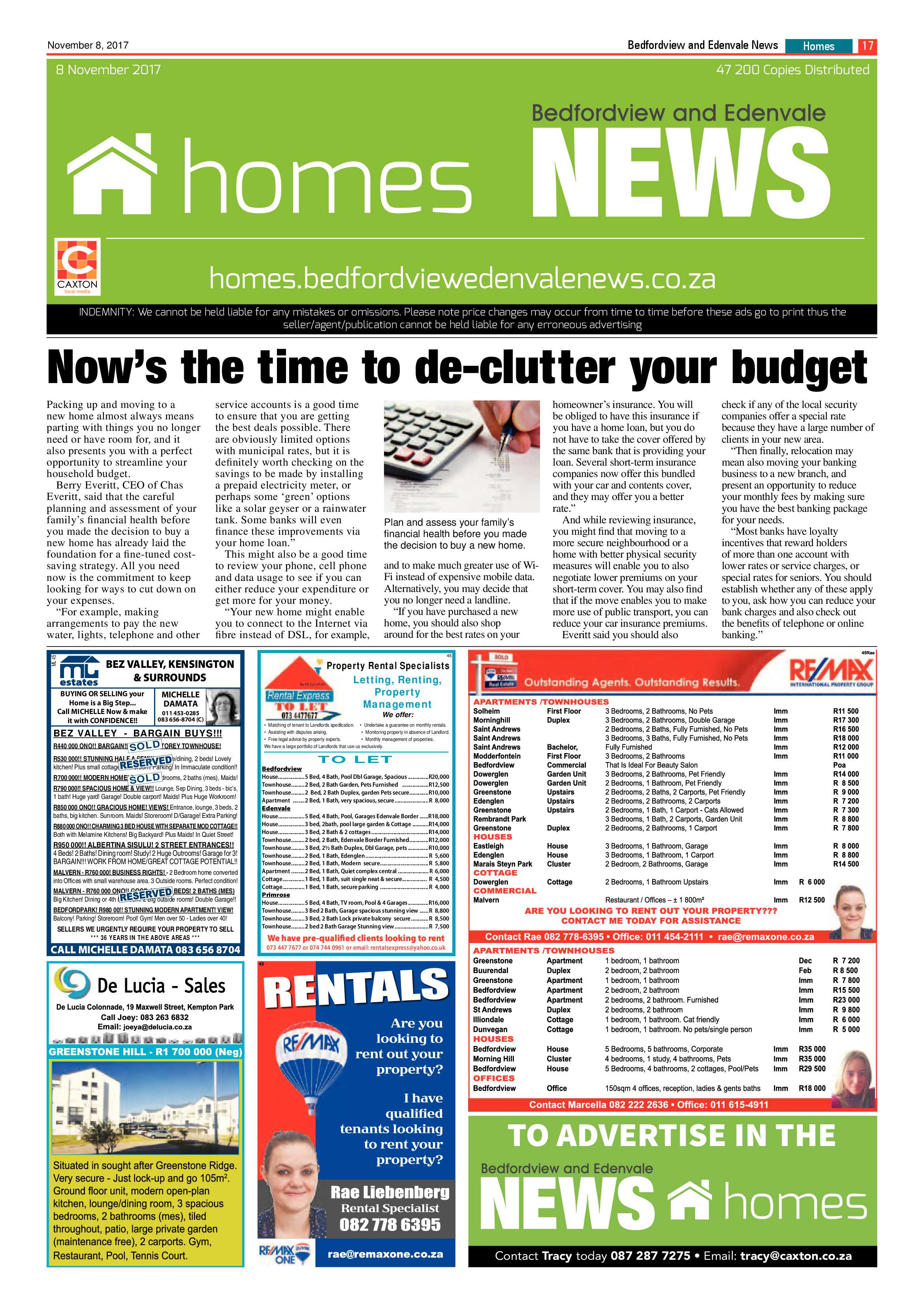 Bedfordview and Edenvale News 08 November 2017 page 17