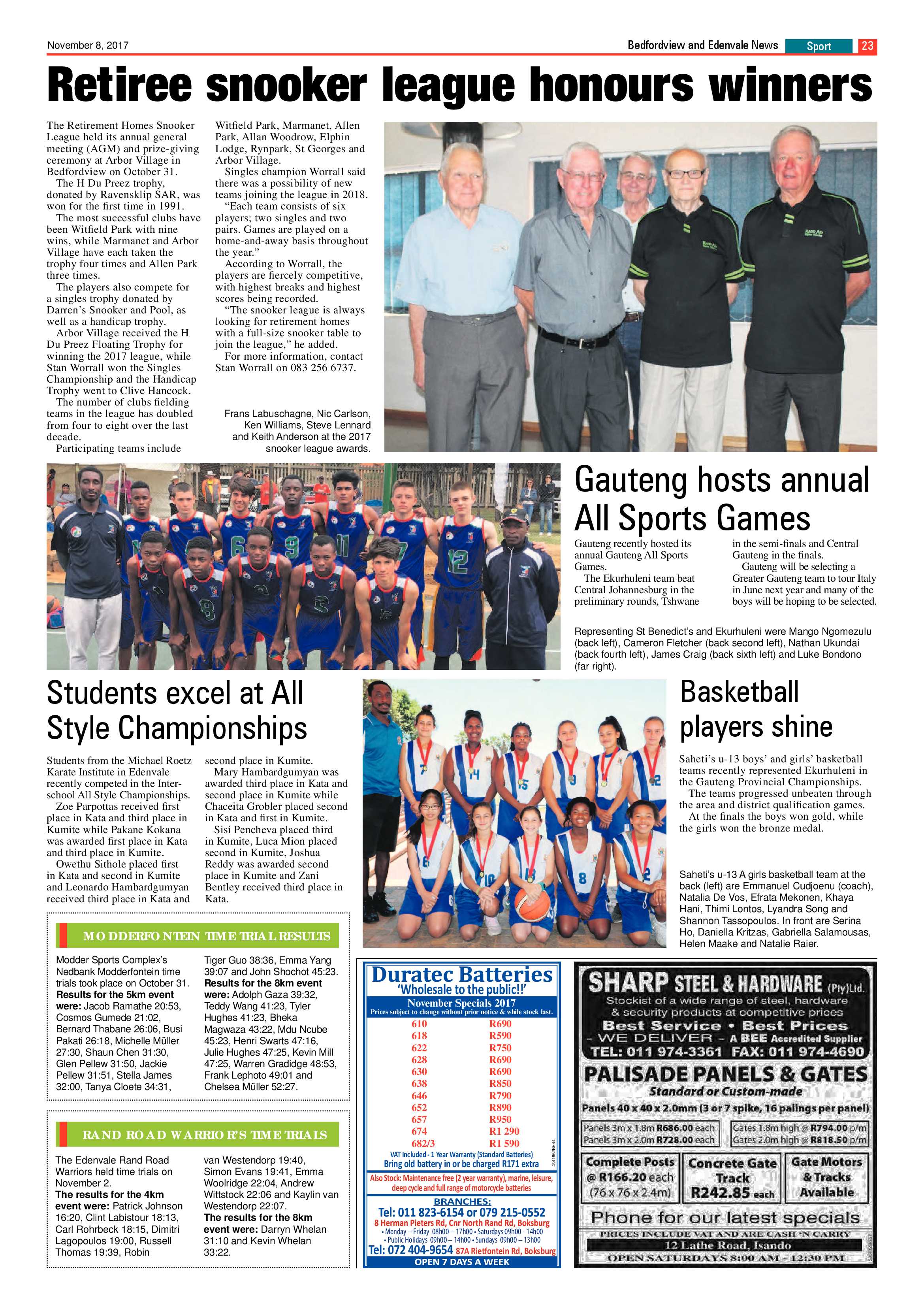 Bedfordview and Edenvale News 08 November 2017 page 23